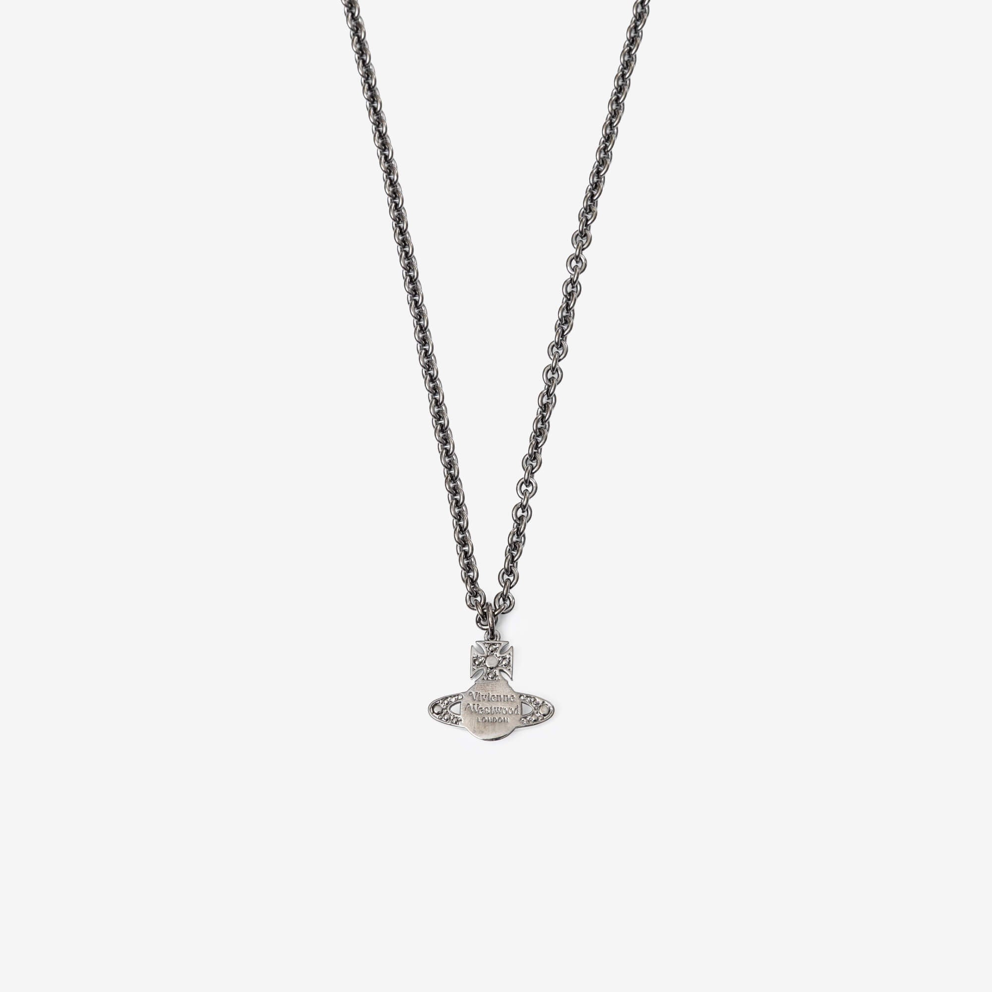 Vivienne Westwood Man Carmelo Bas Relief Pendant Ruthenium/White CZ-4