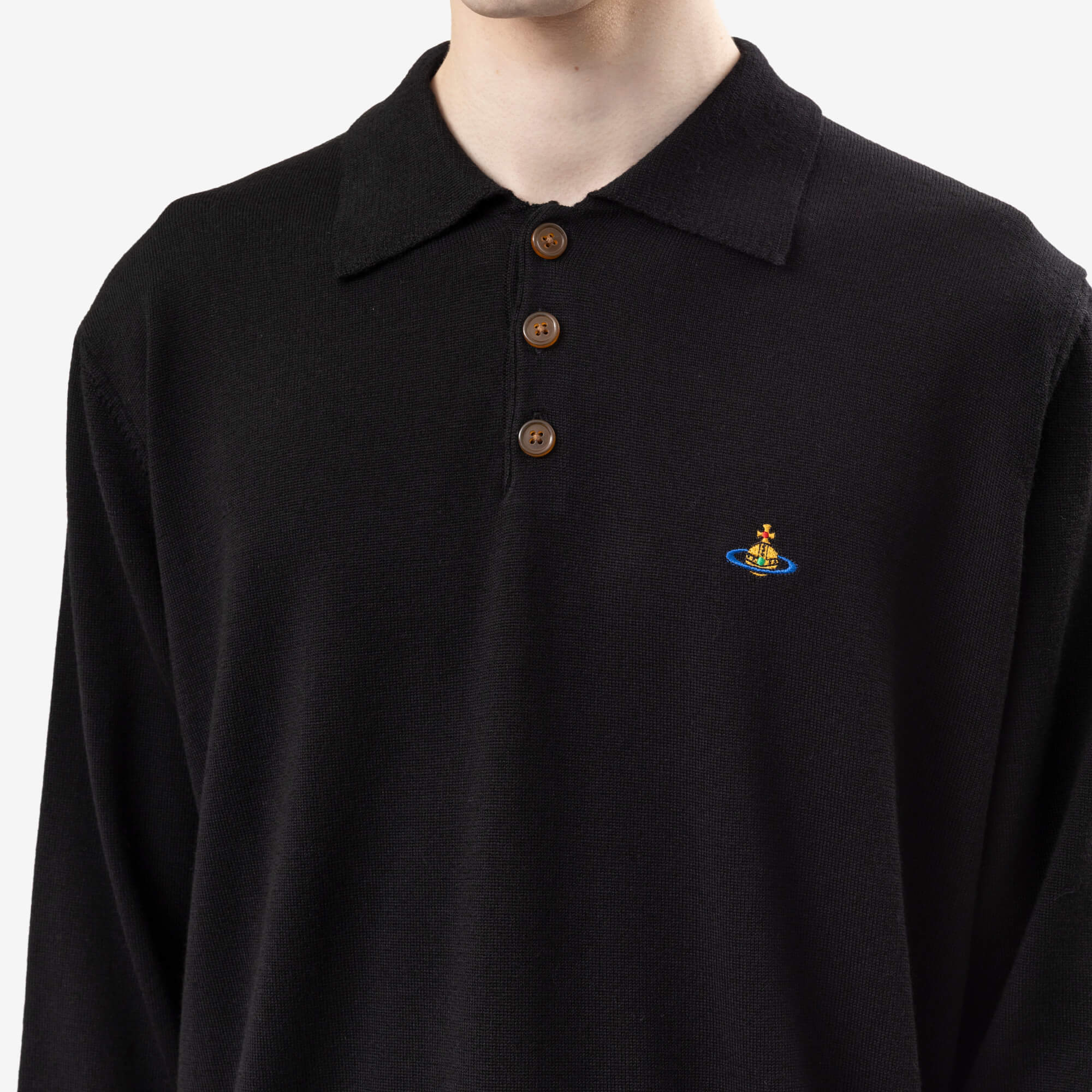 Vivienne Westwood Mark Long Sleeve Polo Black-5