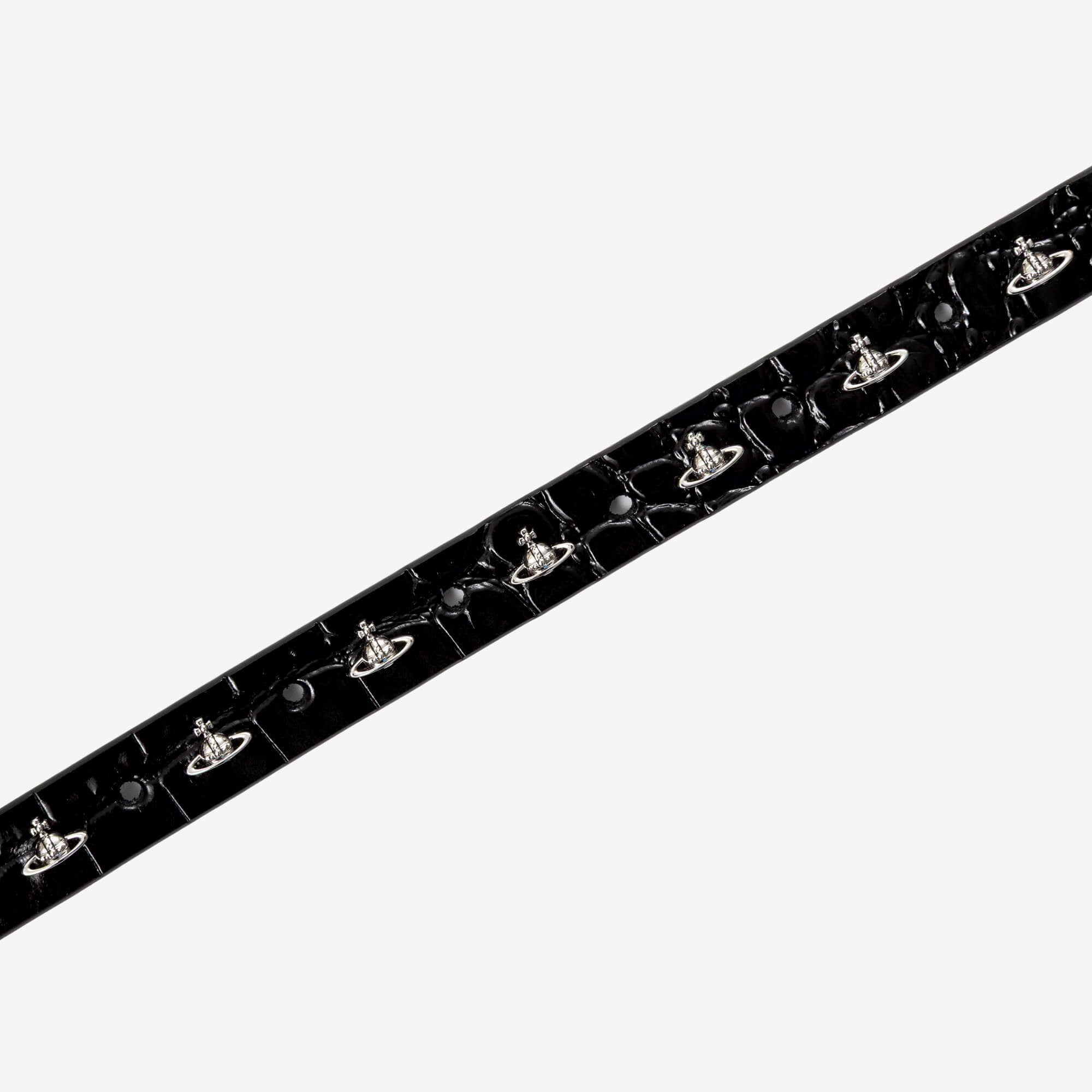 Vivienne Westwood Mini Alex Orb Silver Studs Belt Black-2