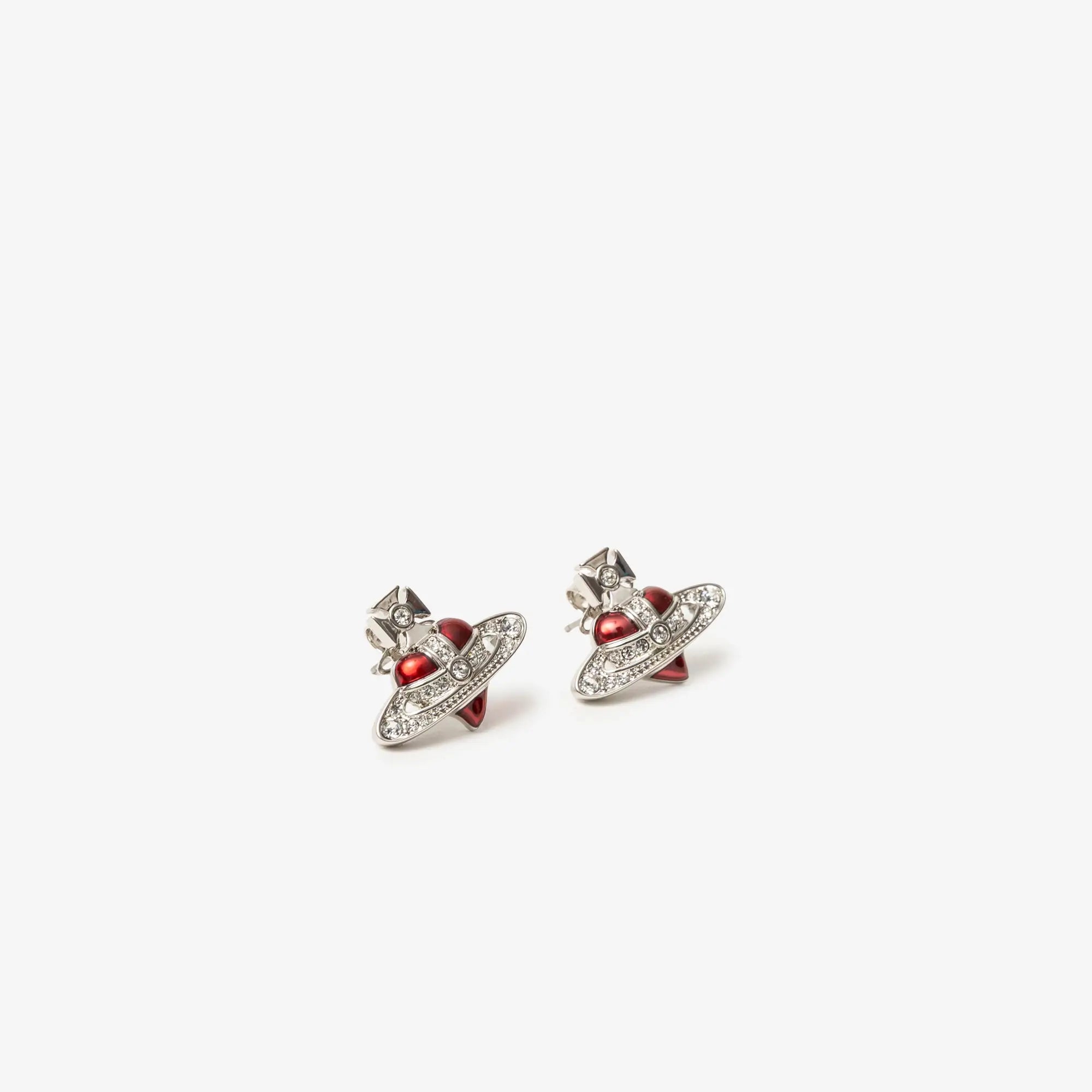 Vivienne Westwood New Diamante Heart Earrings Platinum - 2