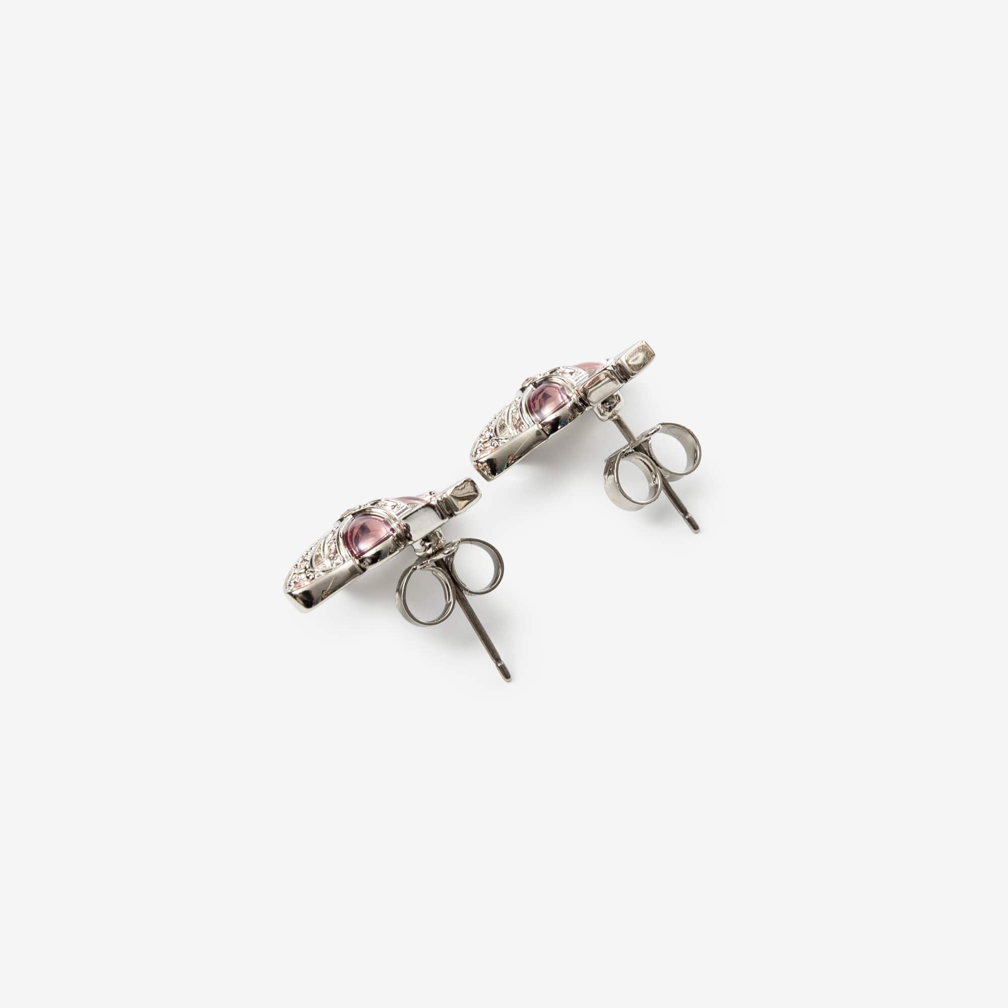 Vivienne Westwood New Diamante Heart Earrings Platinum/Light Rose-2