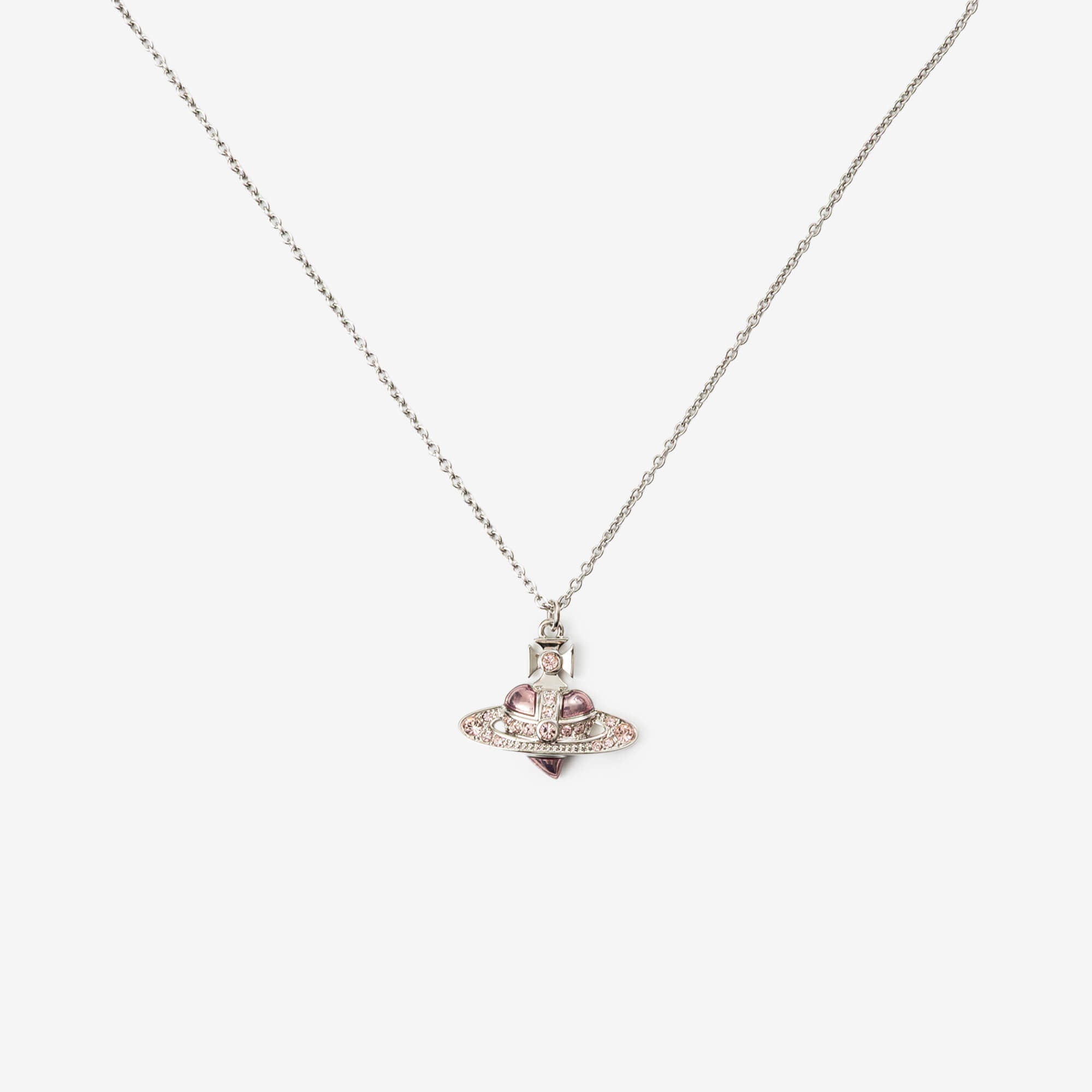 Vivienne Westwood New Diamante Heart Pendant Platinum/Vintage Rose Crystal-3
