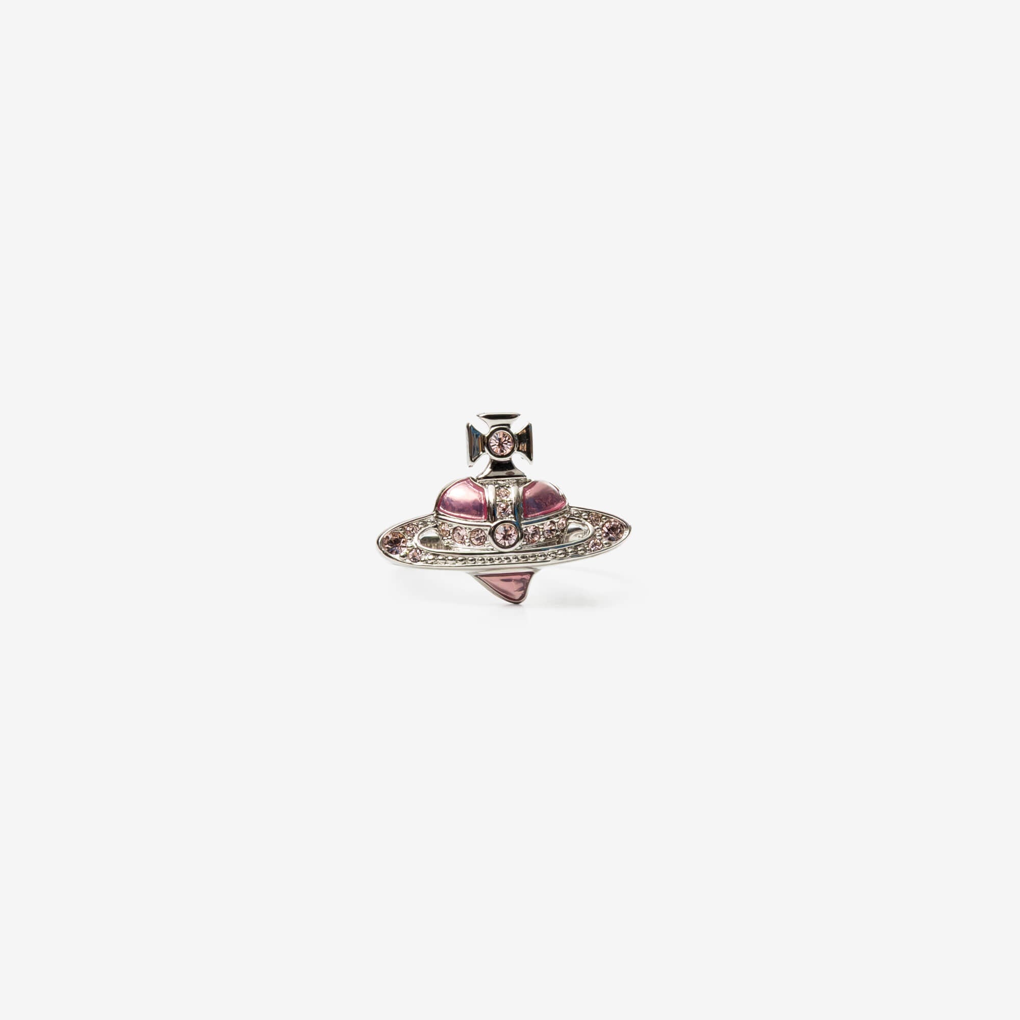 Vivienne Westwood New Diamante Heart Ring Platinum/Vintage Rose-1