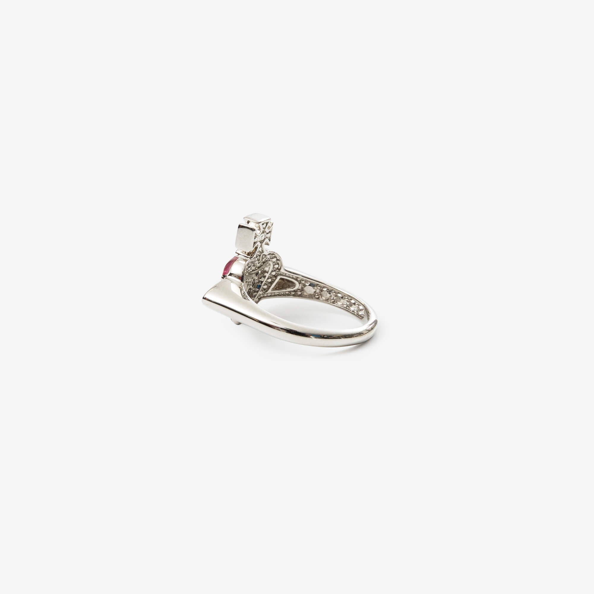 Vivienne Westwood New Diamante Heart Ring Platinum/Vintage Rose-4