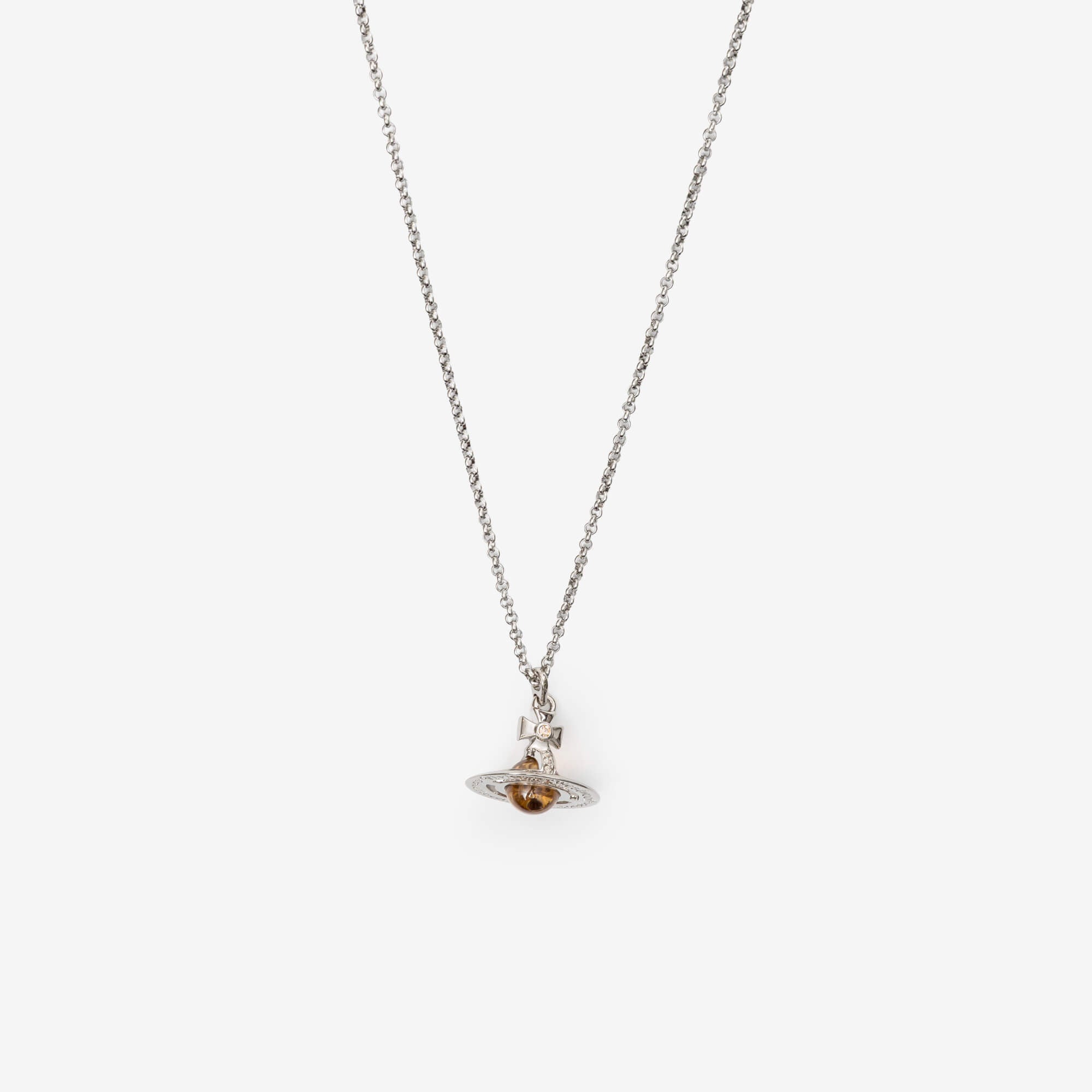 Vivienne Westwood New Tiny Orb Pendant Platinum/Light Peach/Light Gold Quartz-3