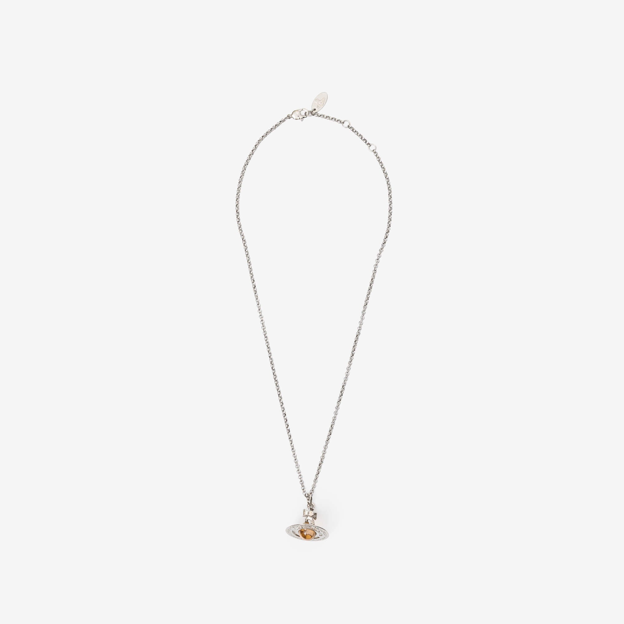 Vivienne Westwood New Tiny Orb Pendant Platinum/Light Peach/Light Gold Quartz-1