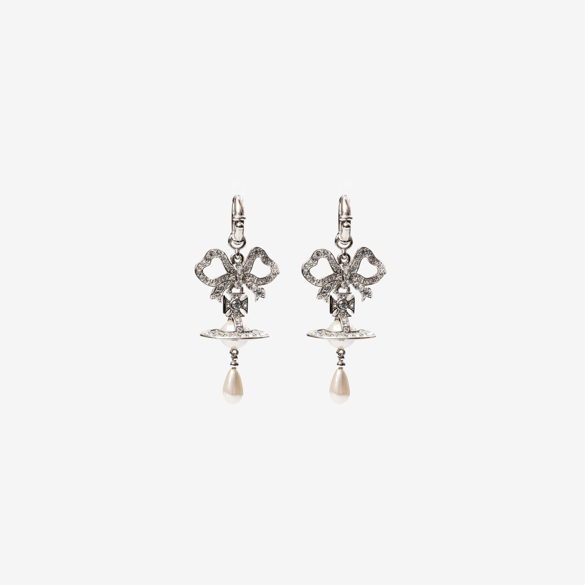 Vivienne Westwood Rigoberta Pearl Earrings Platinum/White Crystal/Cream Rose-2