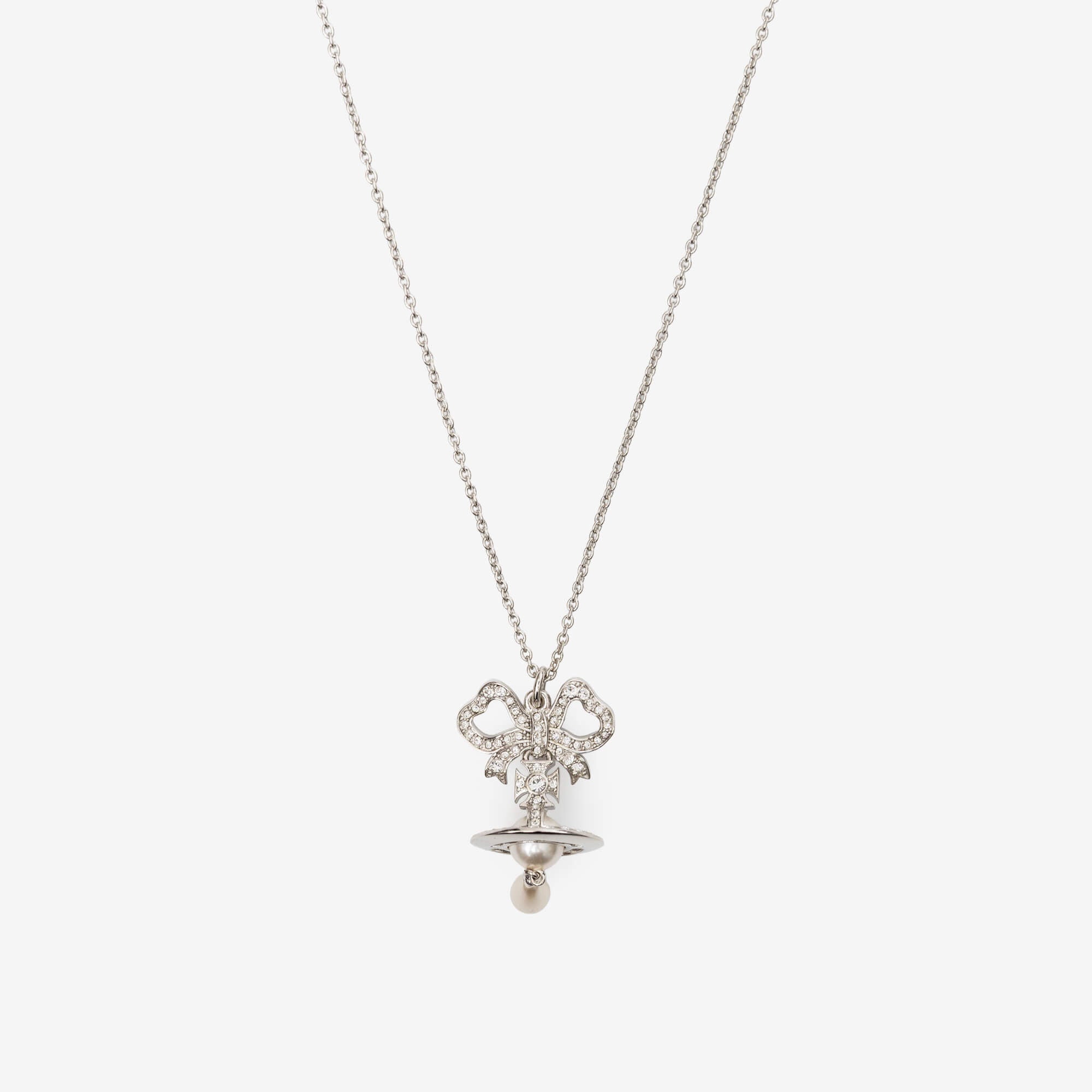 Vivienne Westwood Rigoberta Pearl Necklace Platinum/White Crystal/Cream Rose-3