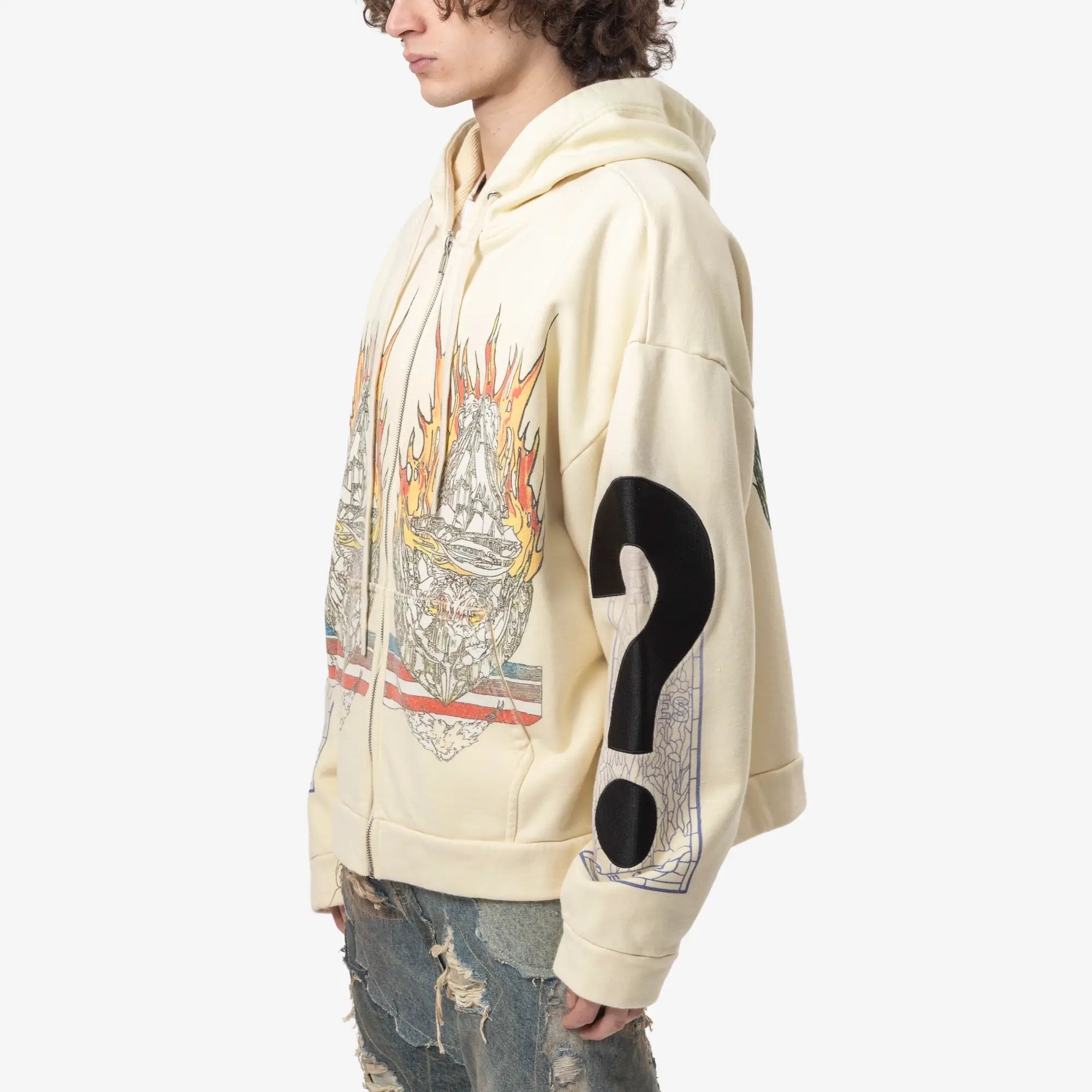Who Decides War Engulfed Memories Zip Hoody Ivory - 3