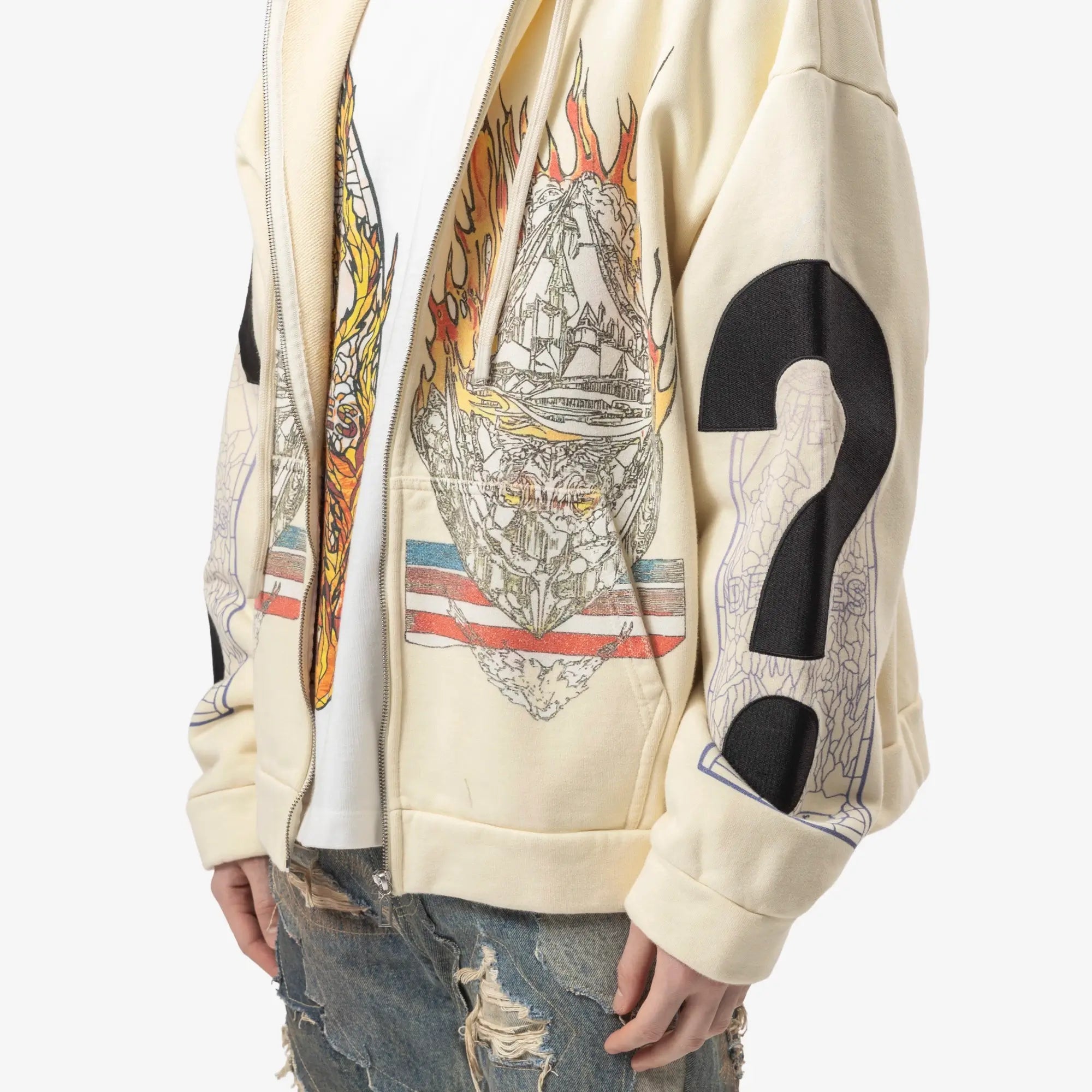 Who Decides War Engulfed Memories Zip Hoody Ivory - 5