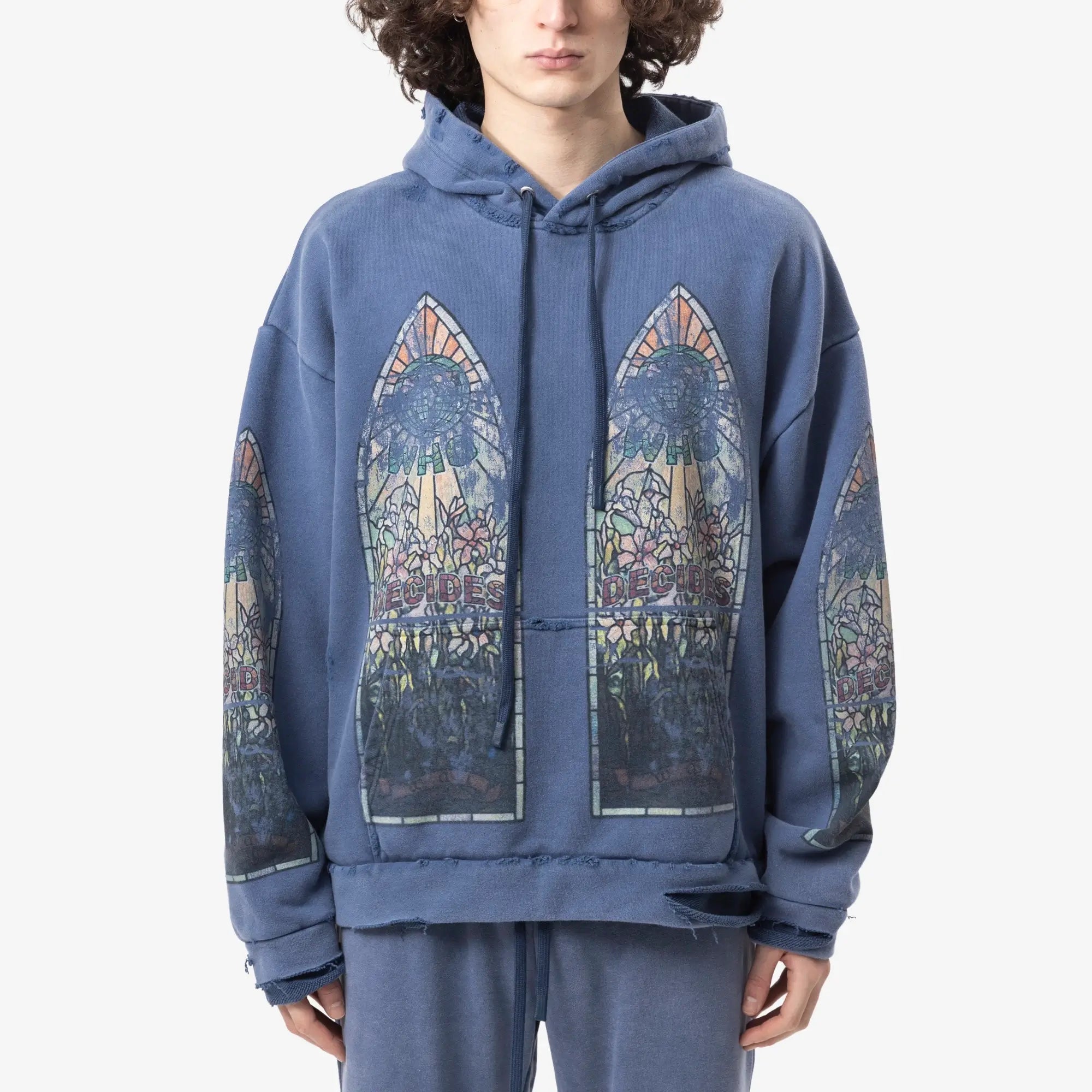 Who Decides War Faded Hoody Indigo - 1