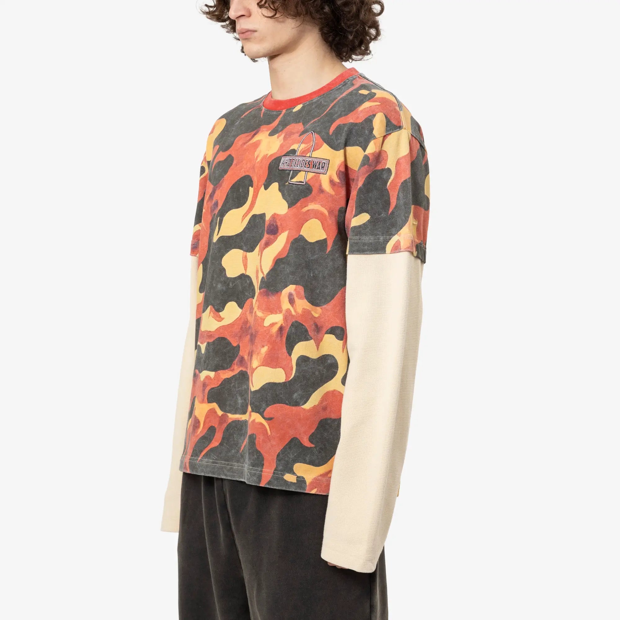 Who Decides War Flame Camo Double Sleeve Tee Multi - 3