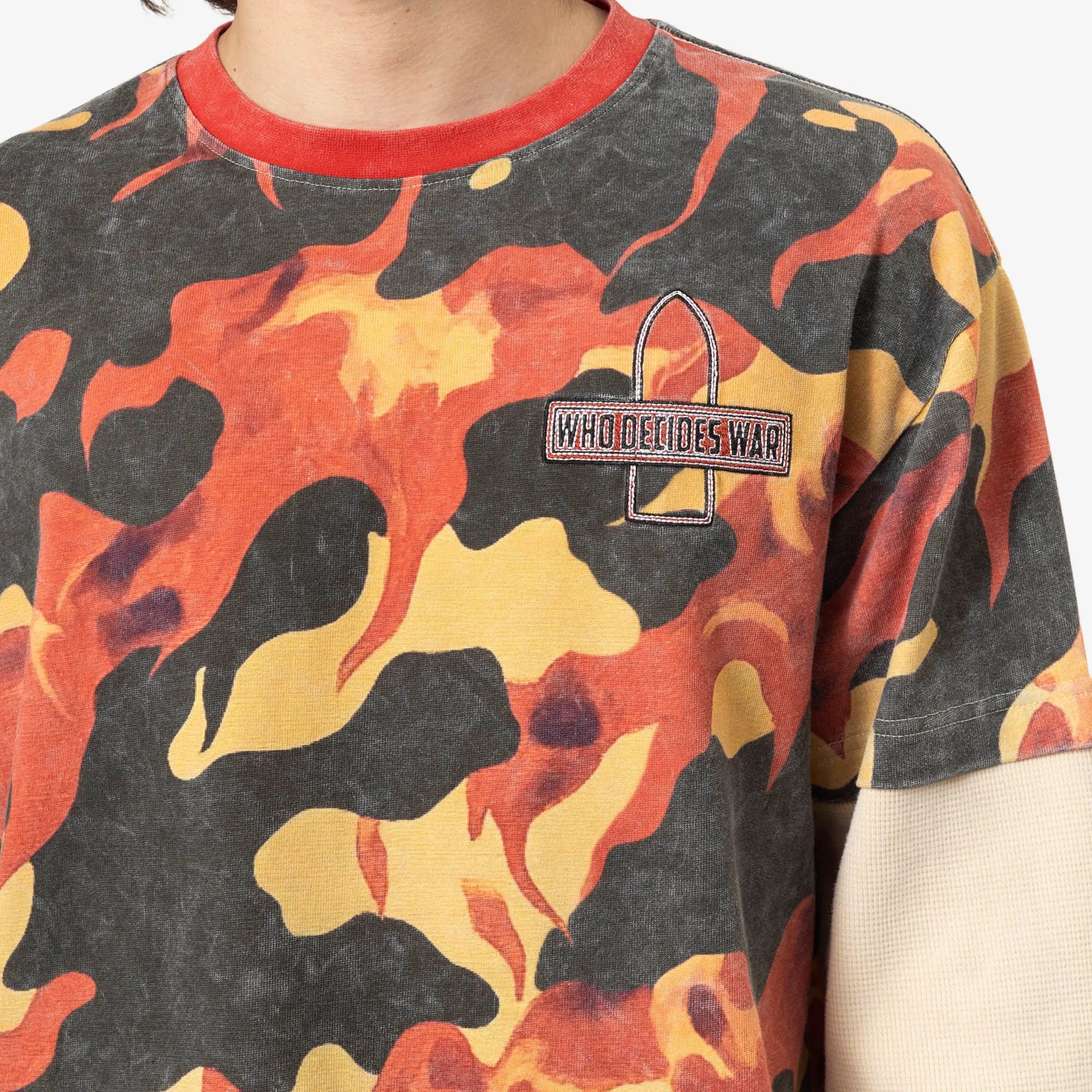Who Decides War Flame Camo Double Sleeve Tee Multi - 5