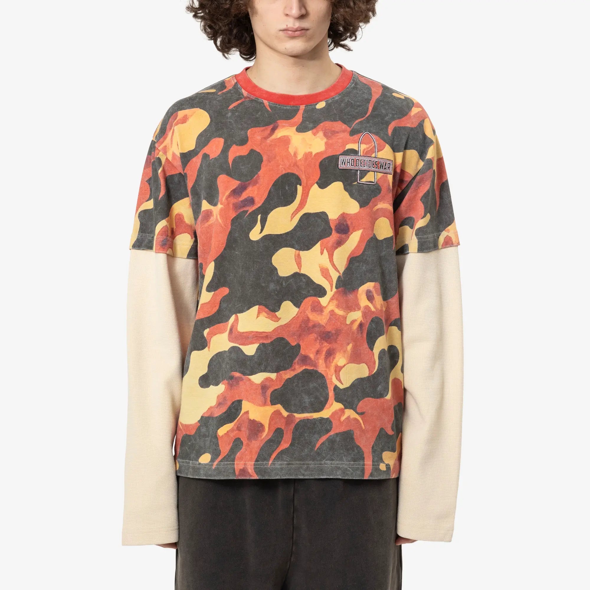Who Decides War Flame Camo Double Sleeve Tee Multi - 1