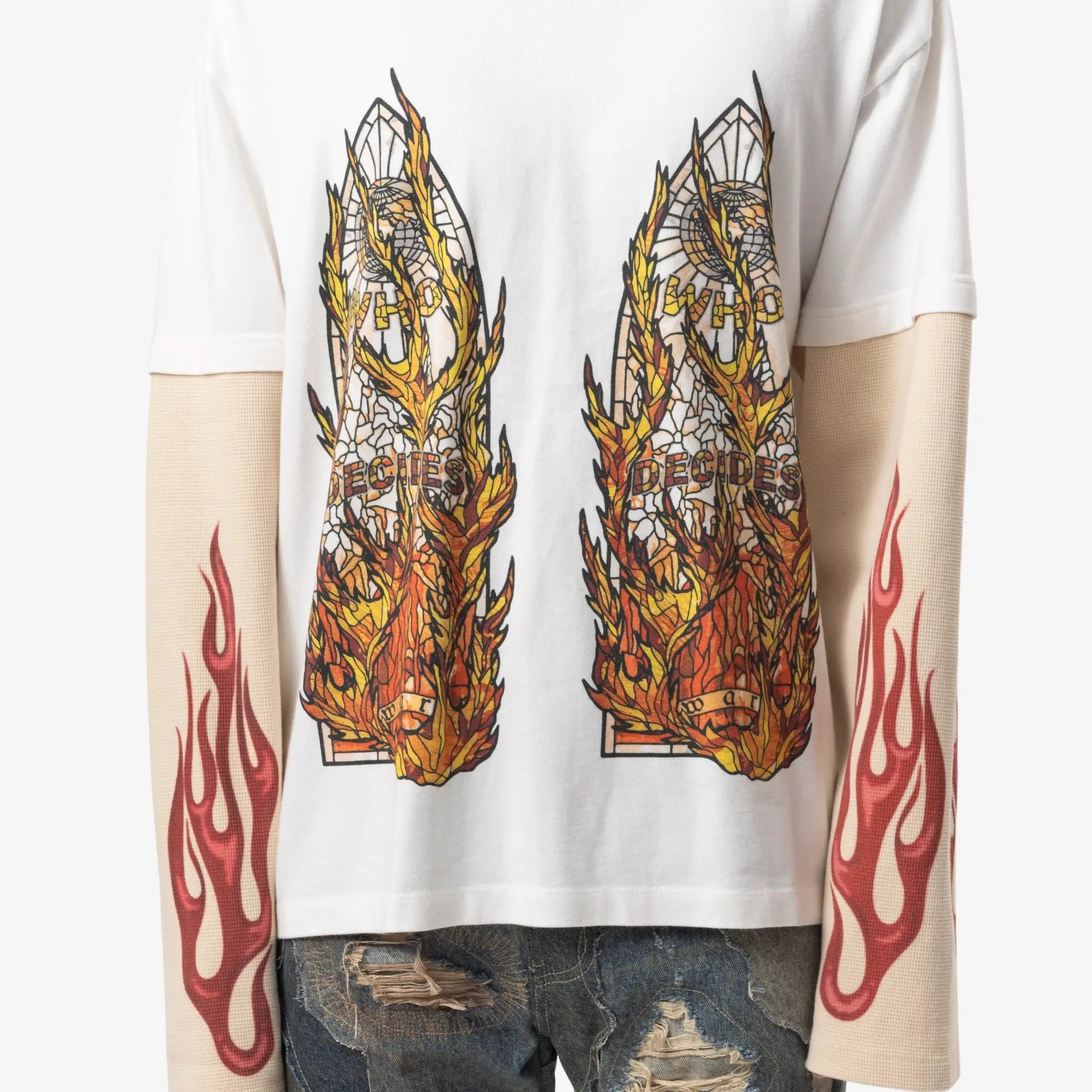 Who Decides War Flame Glass Double Sleeve Tee Cloud - 5