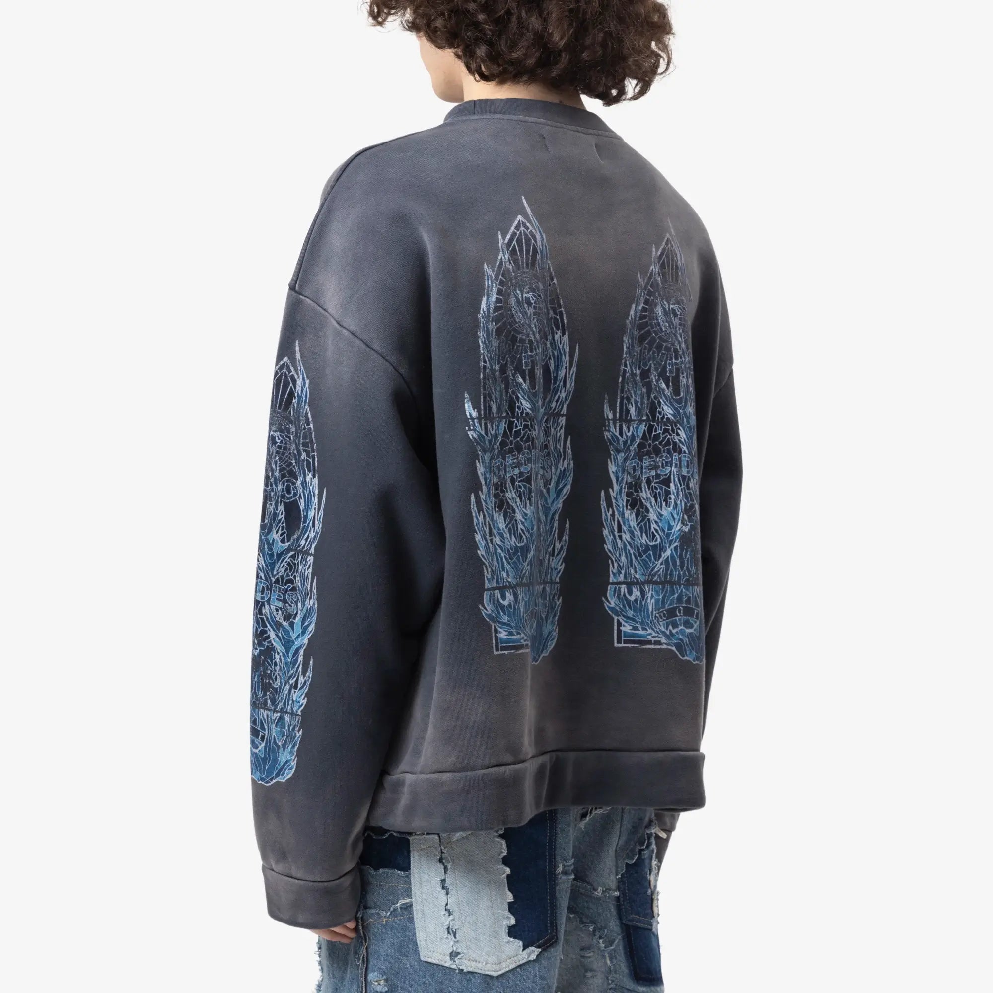 Who Decides War Flame Glass Sweatshirt Indigo - 4