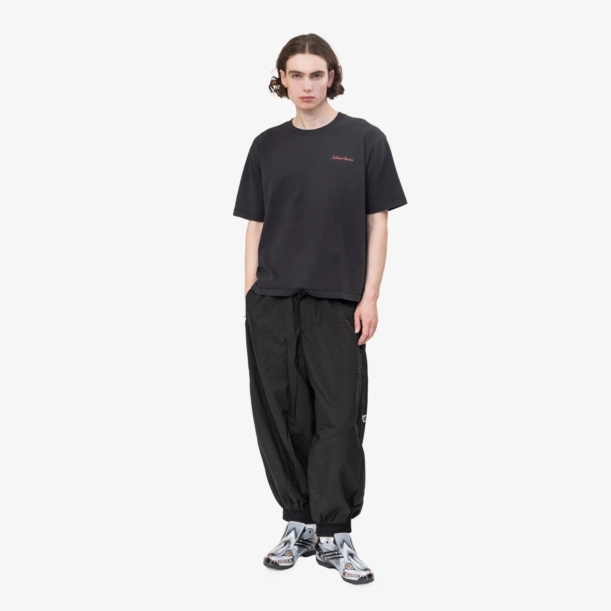 Y - 3 Raw Edge 3 Stripes Nylon Shell Pants Black - 2