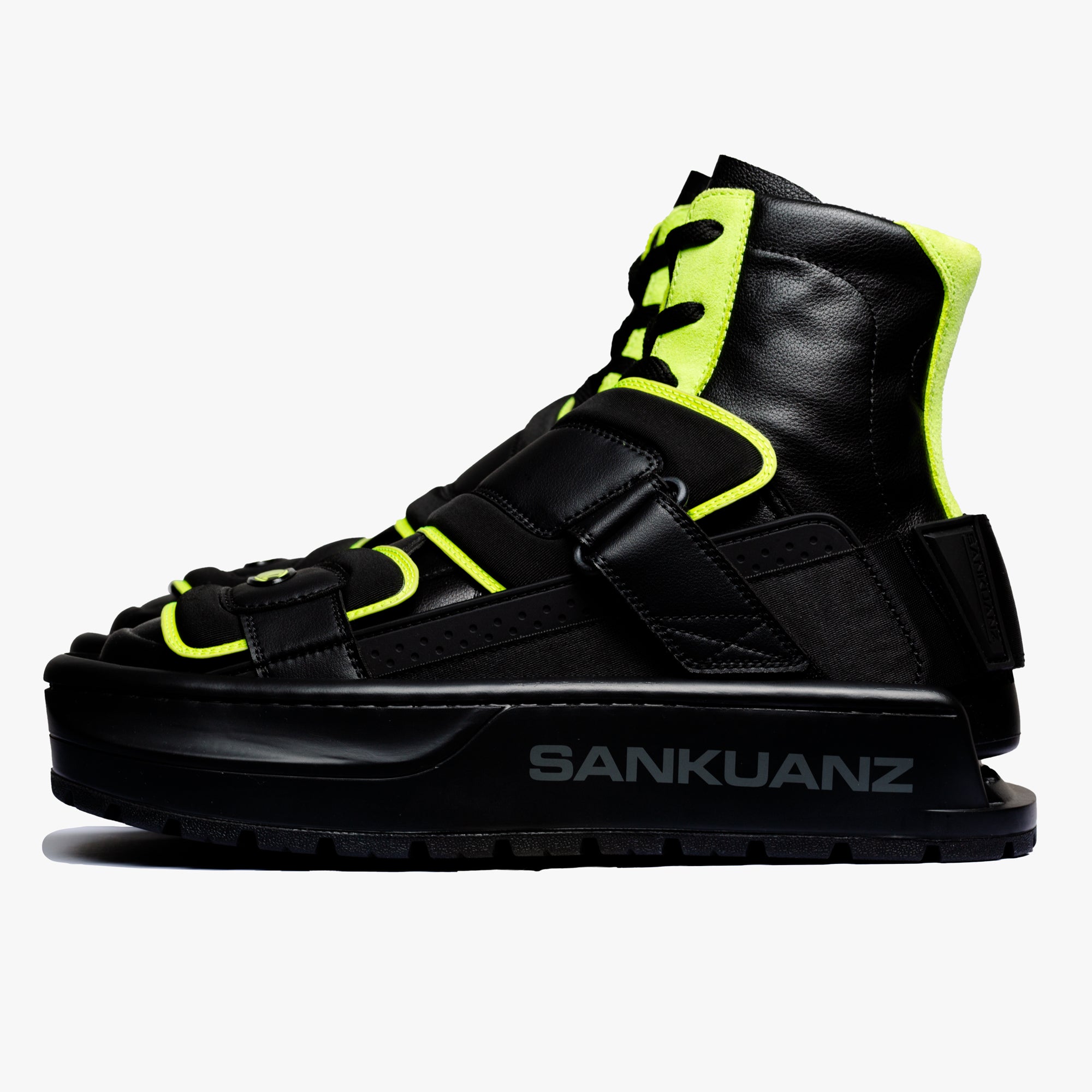 Sankuanz Neon Stripe Sandal Boots Black - 7