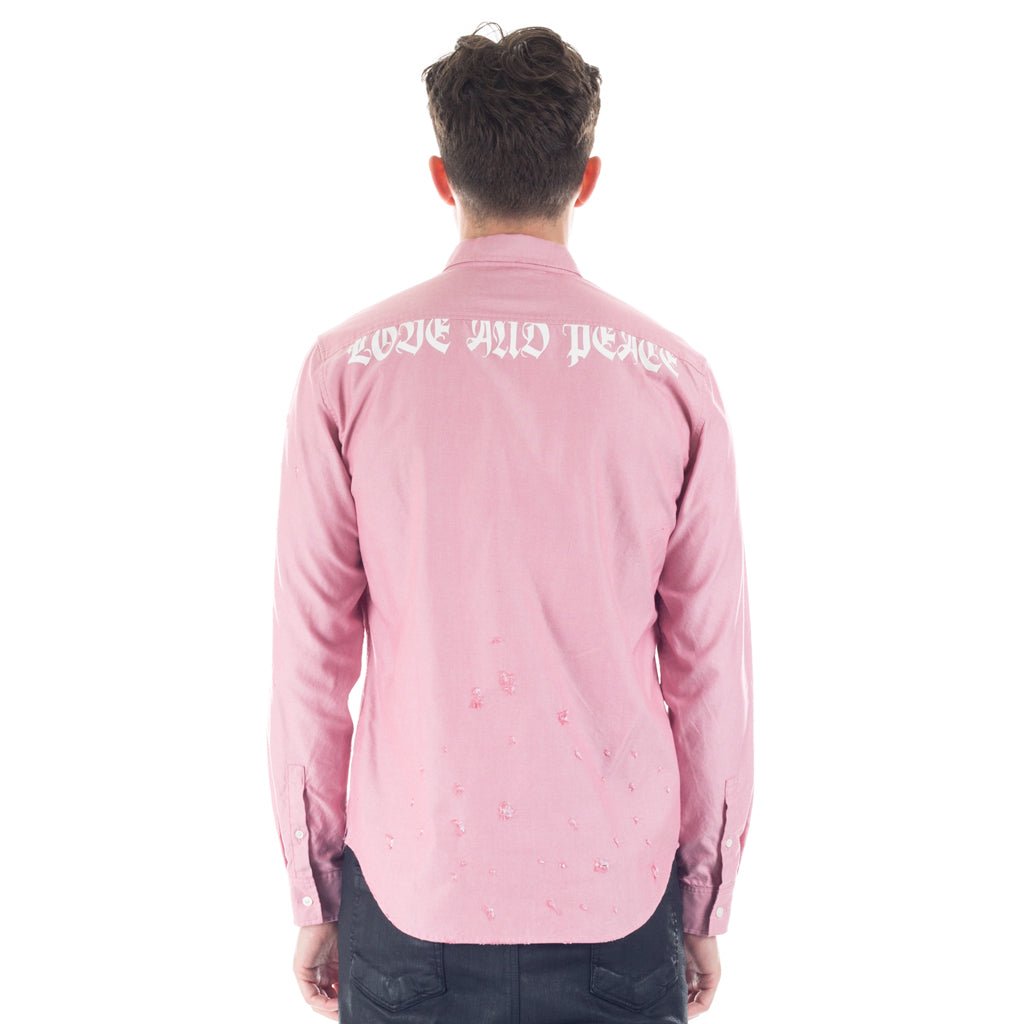Roar Guns Love and Peace Distressed Shirt Pink - 2