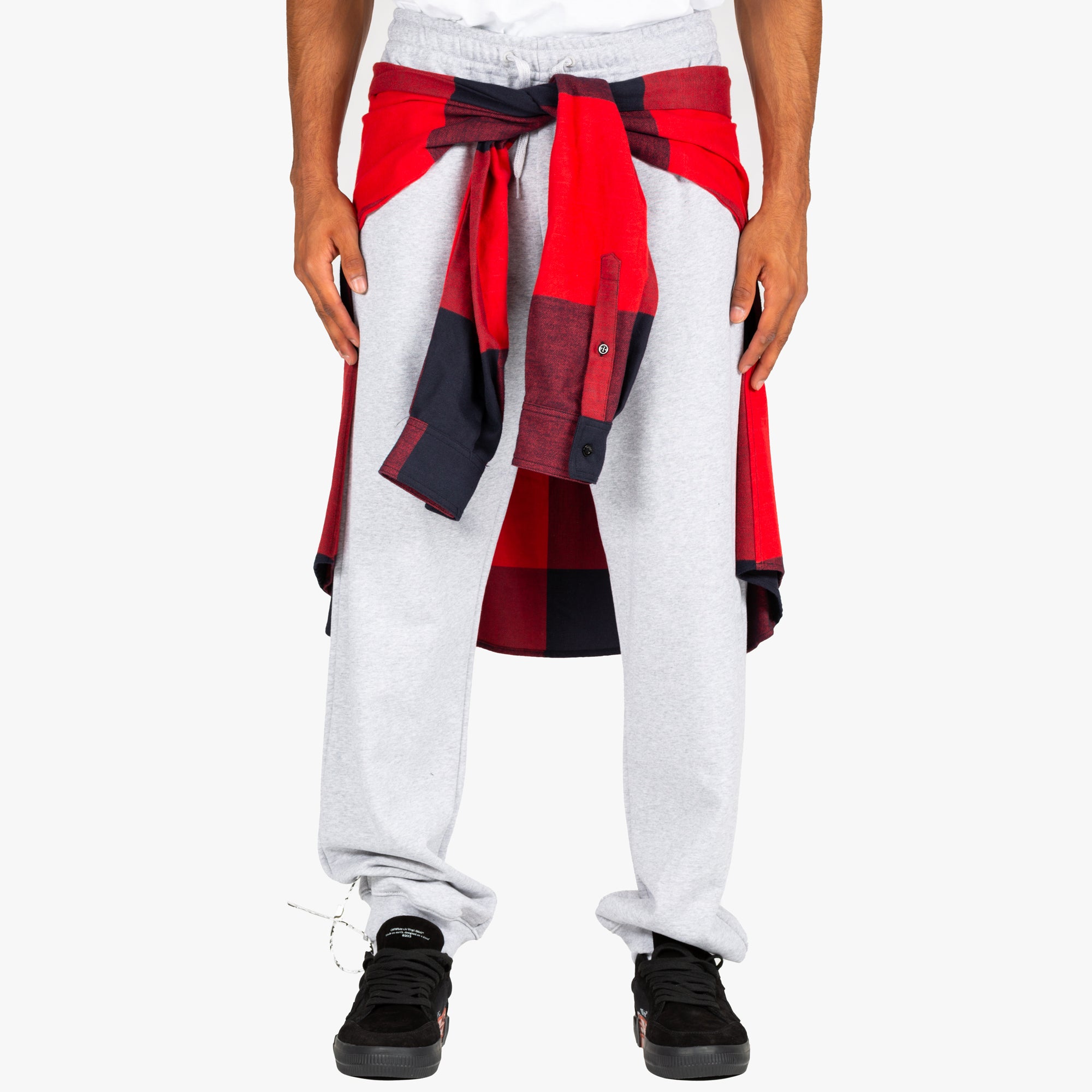 Moschino Layered Check Shirt Sweatpants Grey - 1