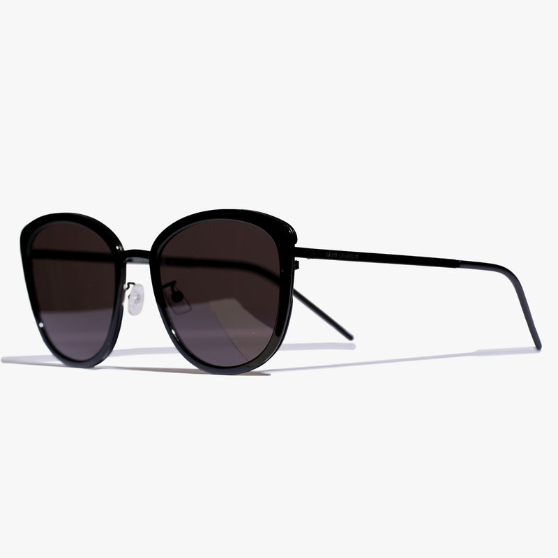 Ladies Black Round Slim Sunglasses