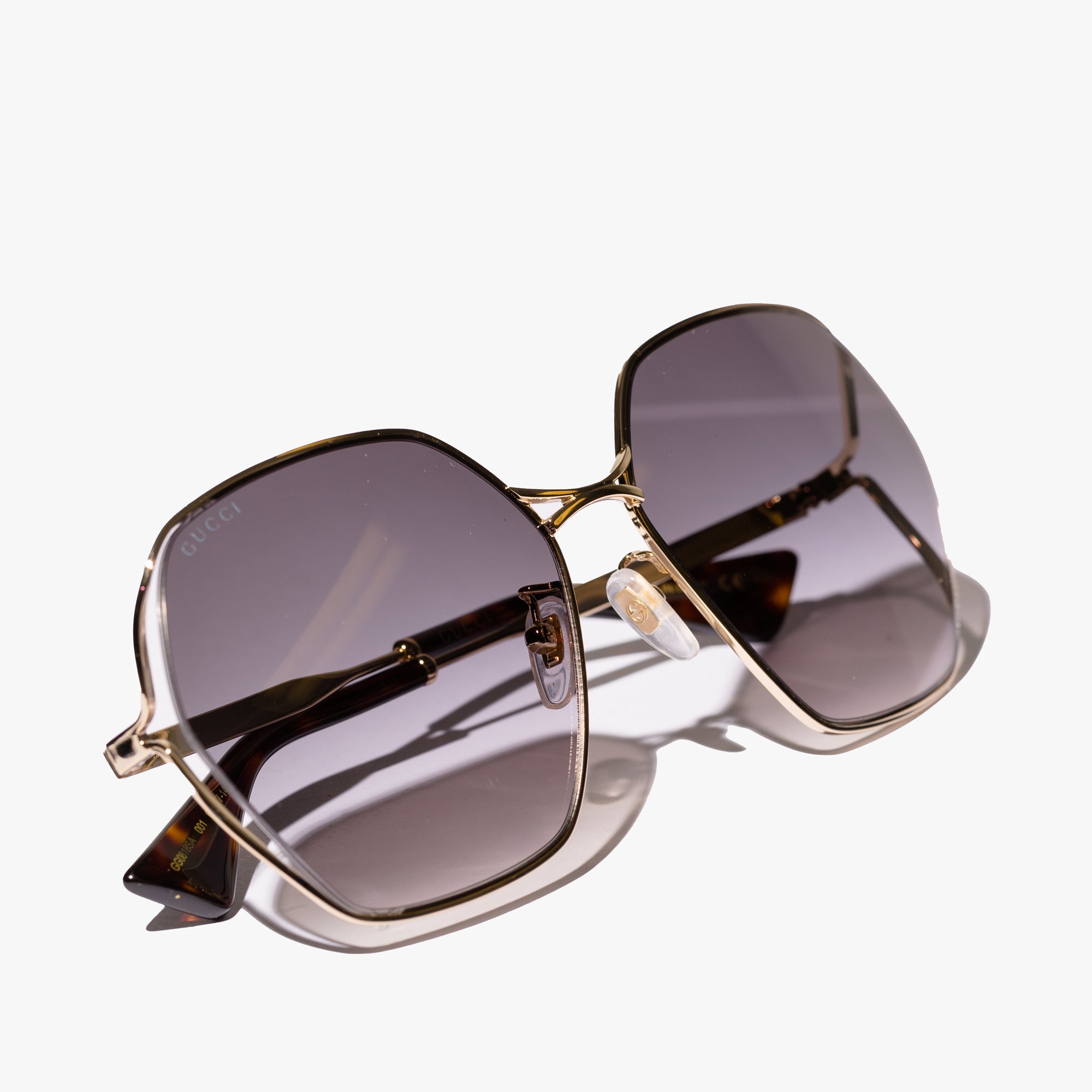 Gucci Eyewear Womens Gold Square Frame Sunglasses