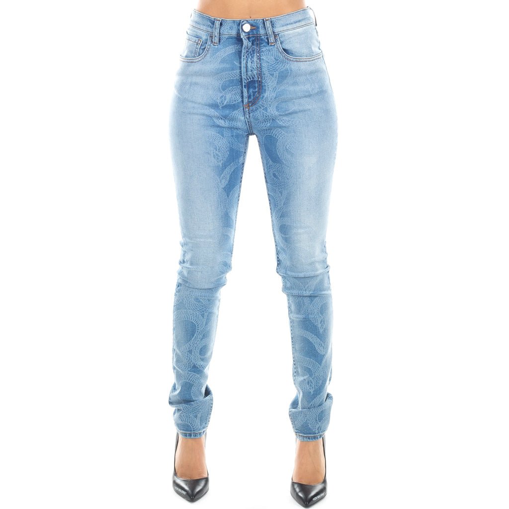 Photo of Marcelo Burlon Womens All Over Snake Skinny Jeans - 1