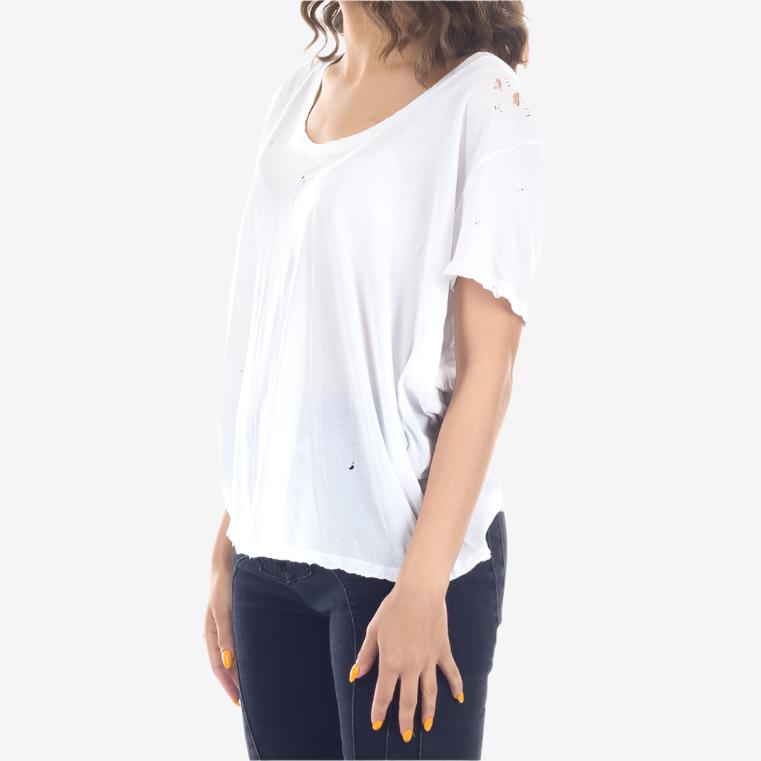 Unravel Womens Distressed Tee White - 3