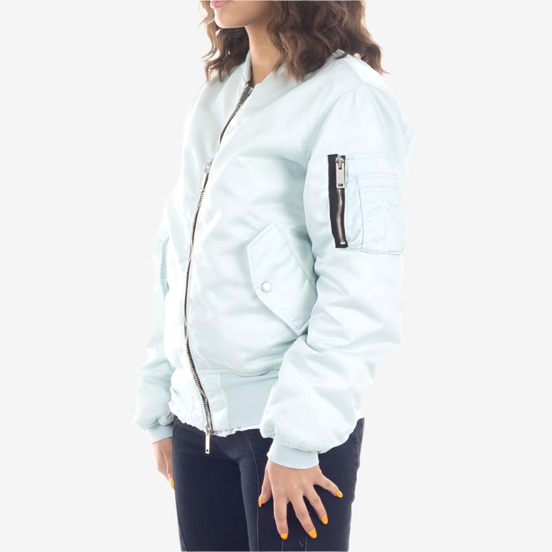 Unravel Womens Distressed Nylon Bomber Misty - 3