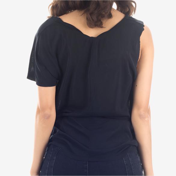 Unravel Womens Snake Silk One Sleeve Tee Black - 3