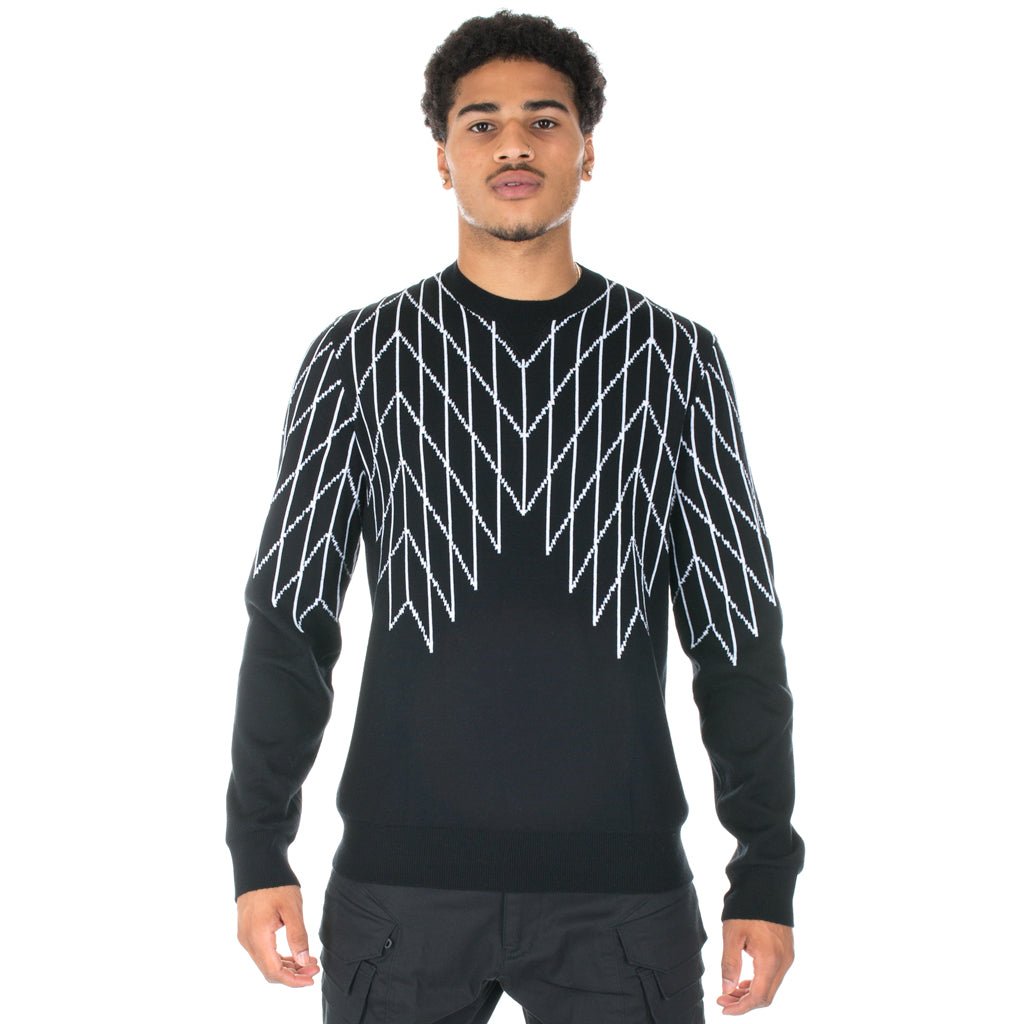Black Barrett Football Net Knit Sweater Black - 1