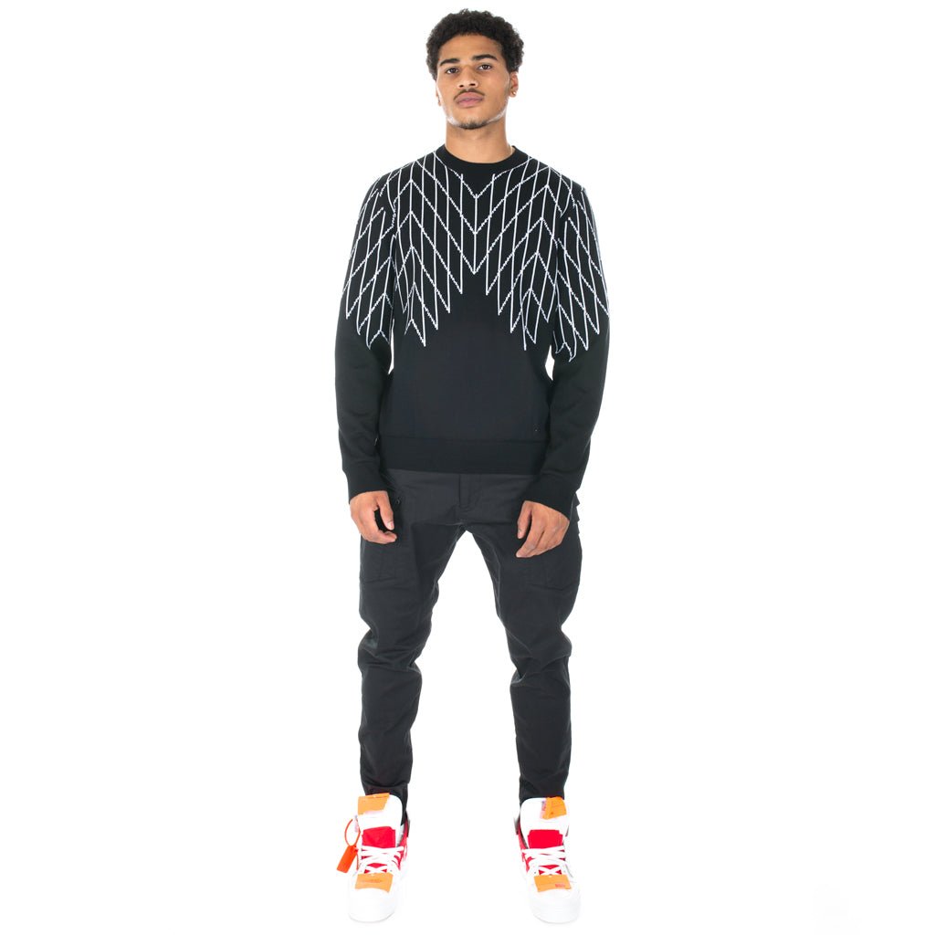 Black Barrett Football Net Knit Sweater Black - 7
