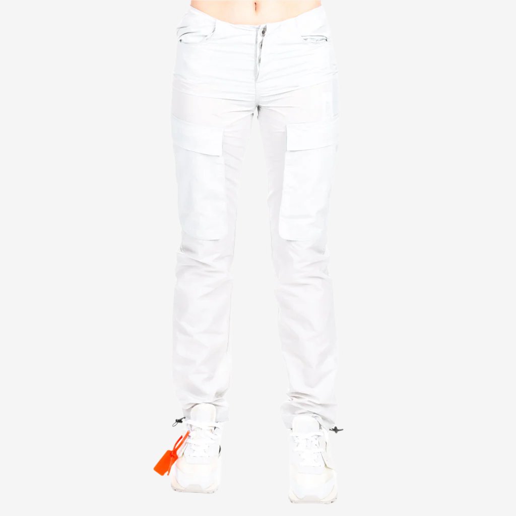 Unravel Womens Nylon Long Cargo Pants Light Grey - 1