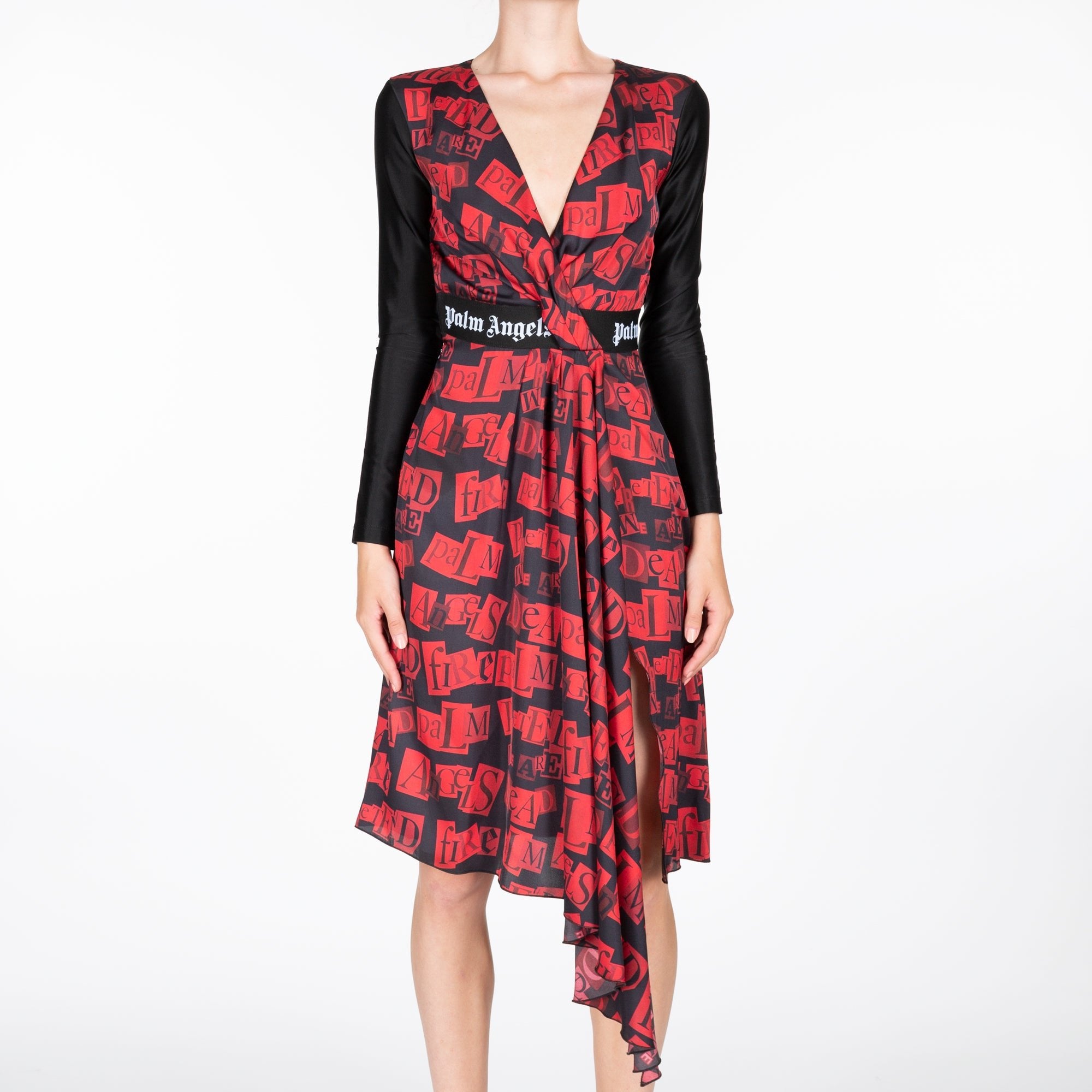 Palm Angels Womens Ransom Drape Dress Red - 1