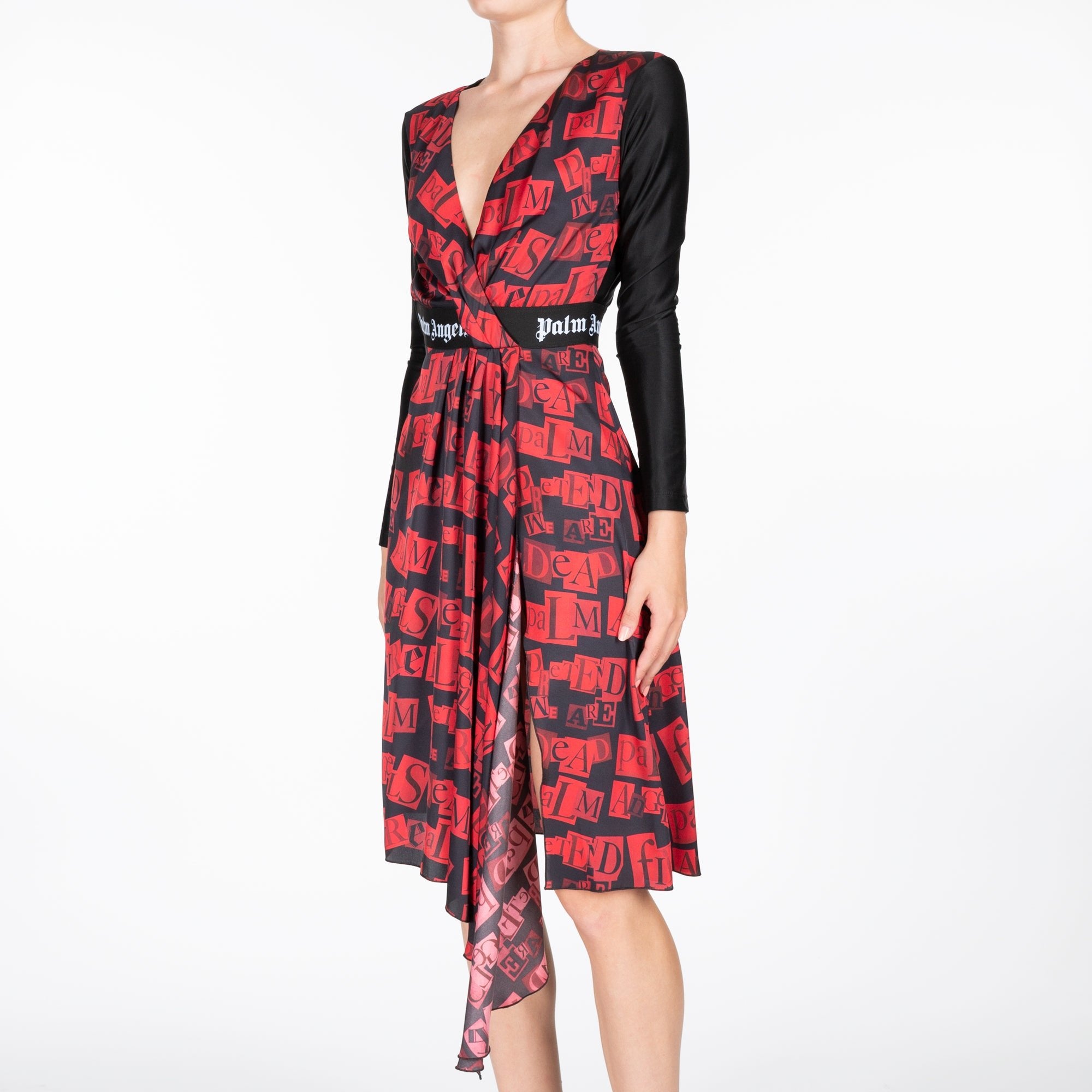 Palm Angels Womens Ransom Drape Dress Red - 2