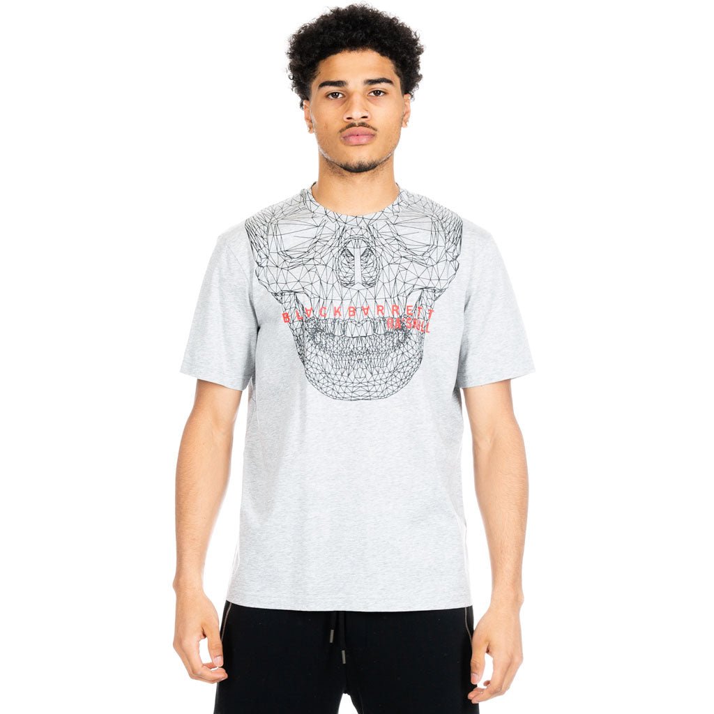 Black Barrett 3D Mesh Skull Tee Grey - 1