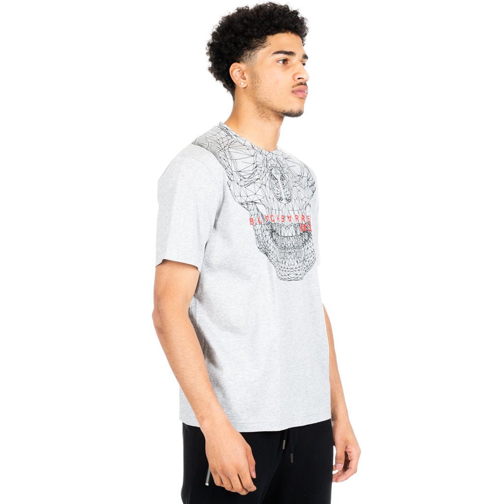 Black Barrett 3D Mesh Skull Tee Grey - 3