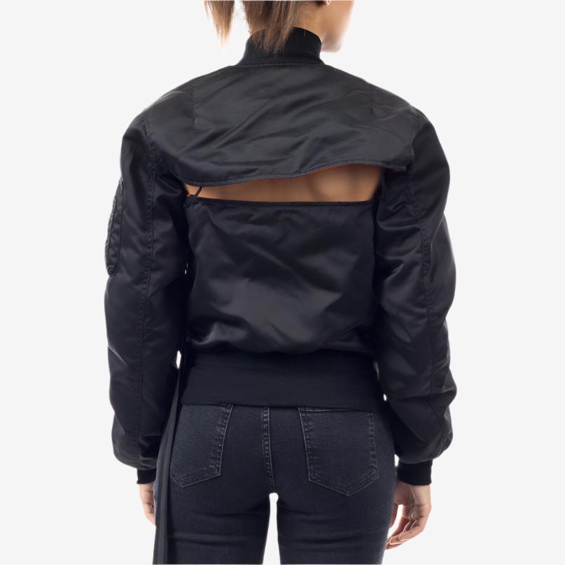 Unravel Womens Nylon Bolero Corset Bomber Black - 3