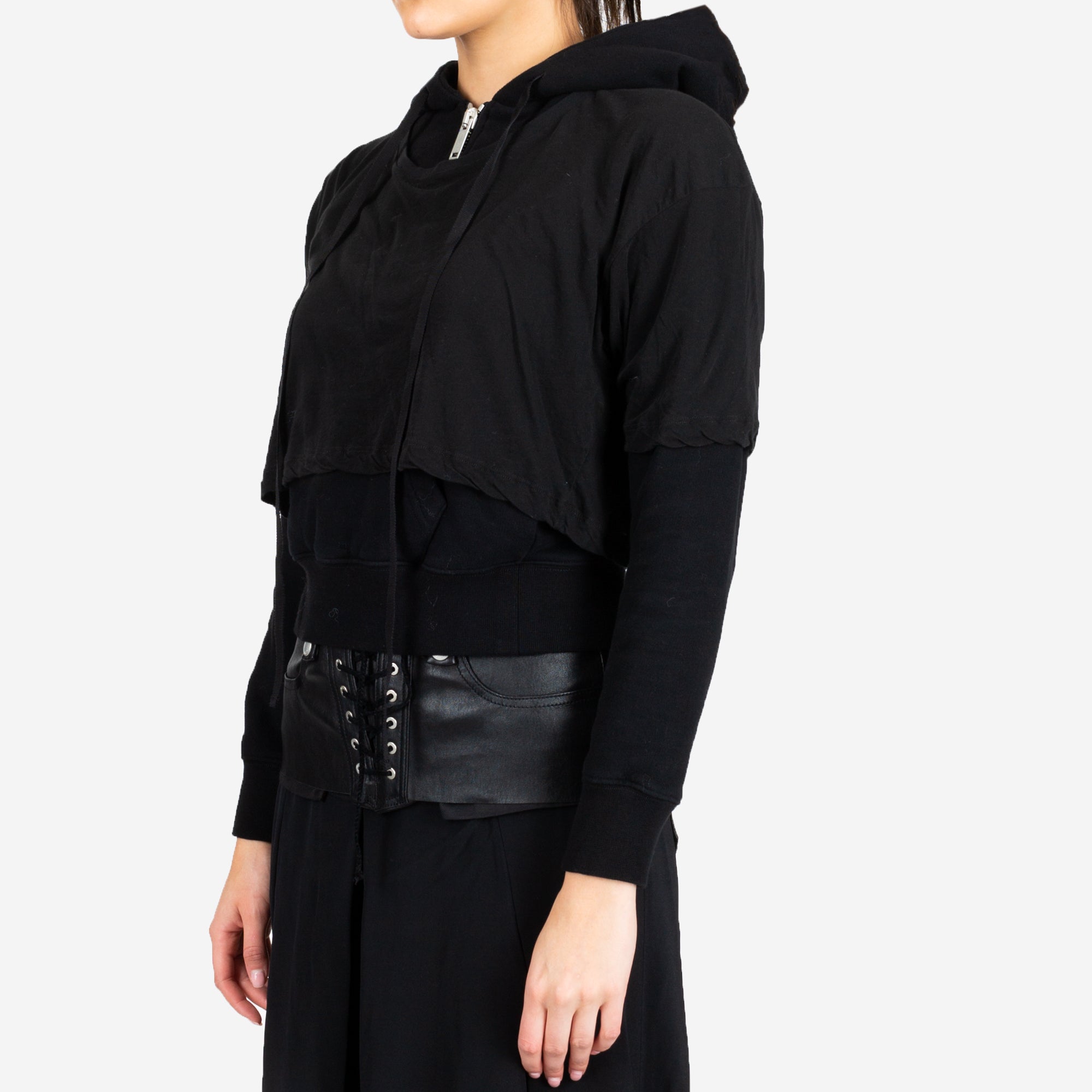 Unravel Womens Introh Layered Hooded Tee Black - 3