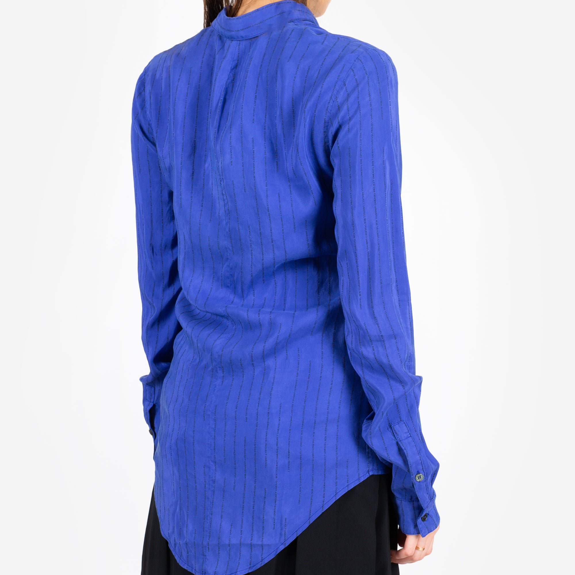Unravel Womens Stripe Draped Shirt Blue - 3