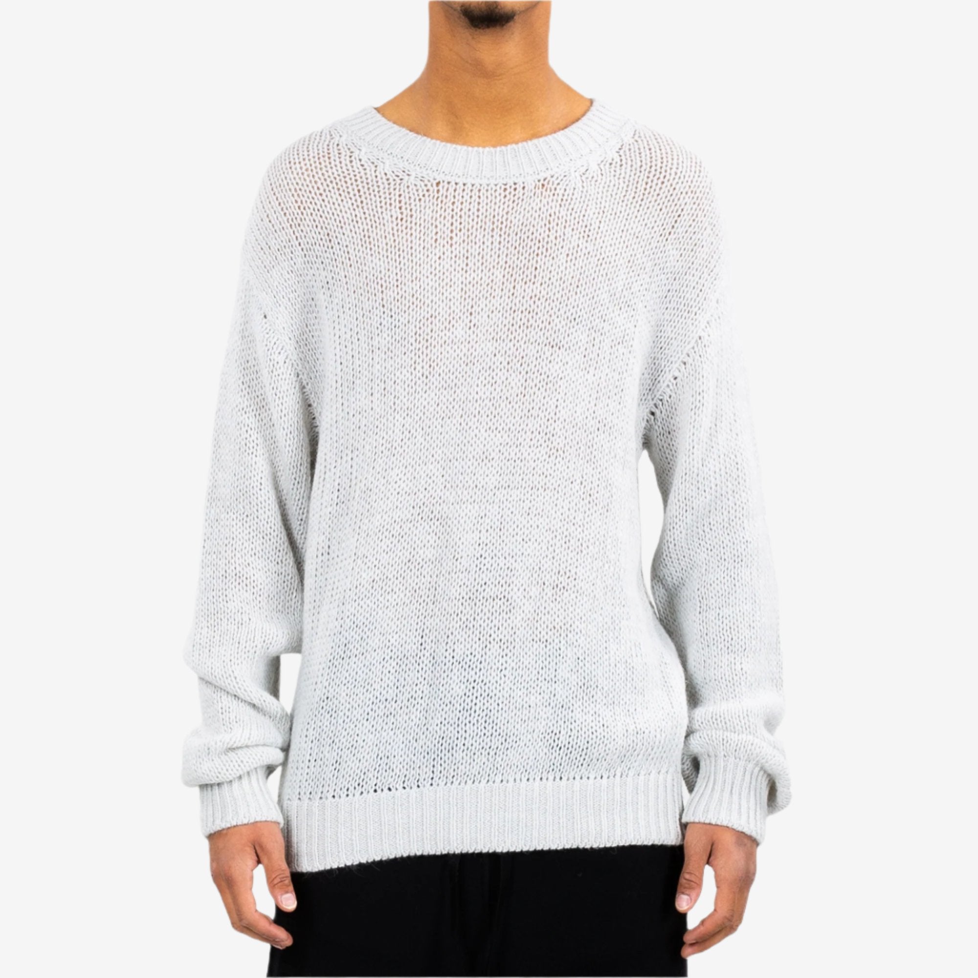Unravel Mesh Wool Sweater Light Grey - 1