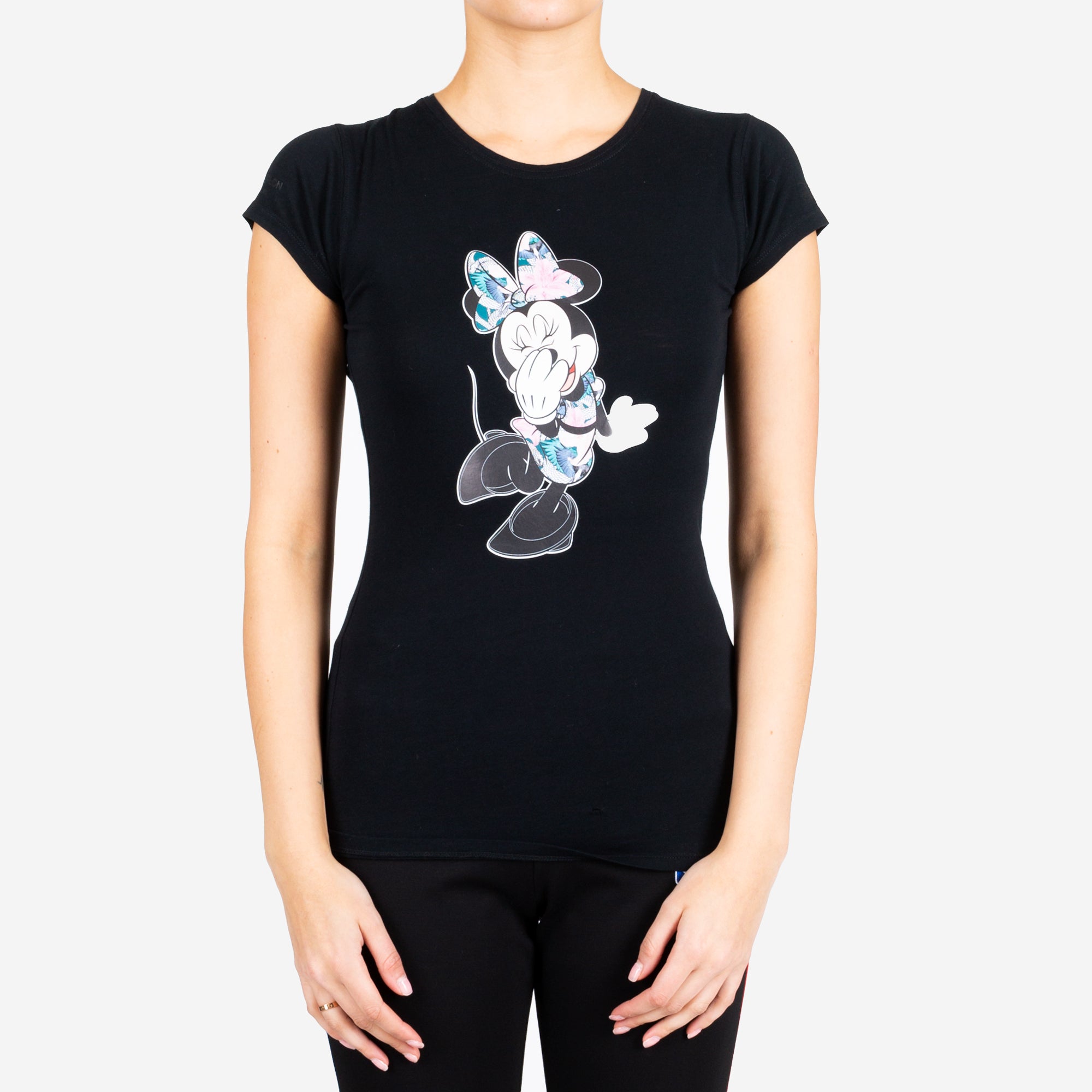 Marcelo Burlon Womens Minnie Mouse Flower Tee Black - 1