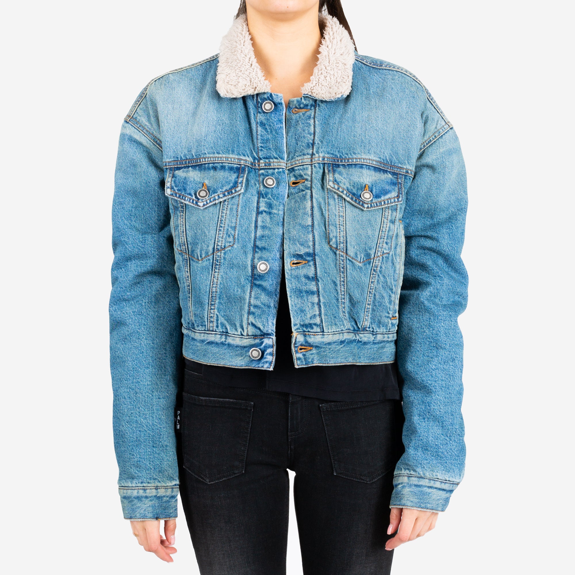 Marcelo Burlon Womens Vintage Wash Jean Jacket Blue - 1