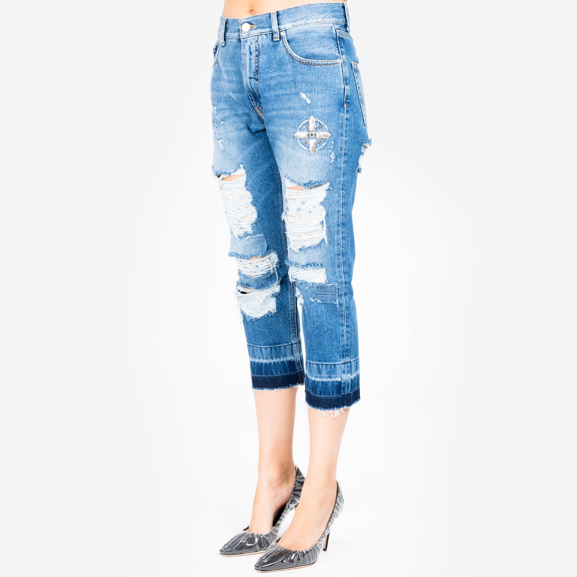 Marcelo Burlon Womens Beth Boyfriend Jeans Blue - 2