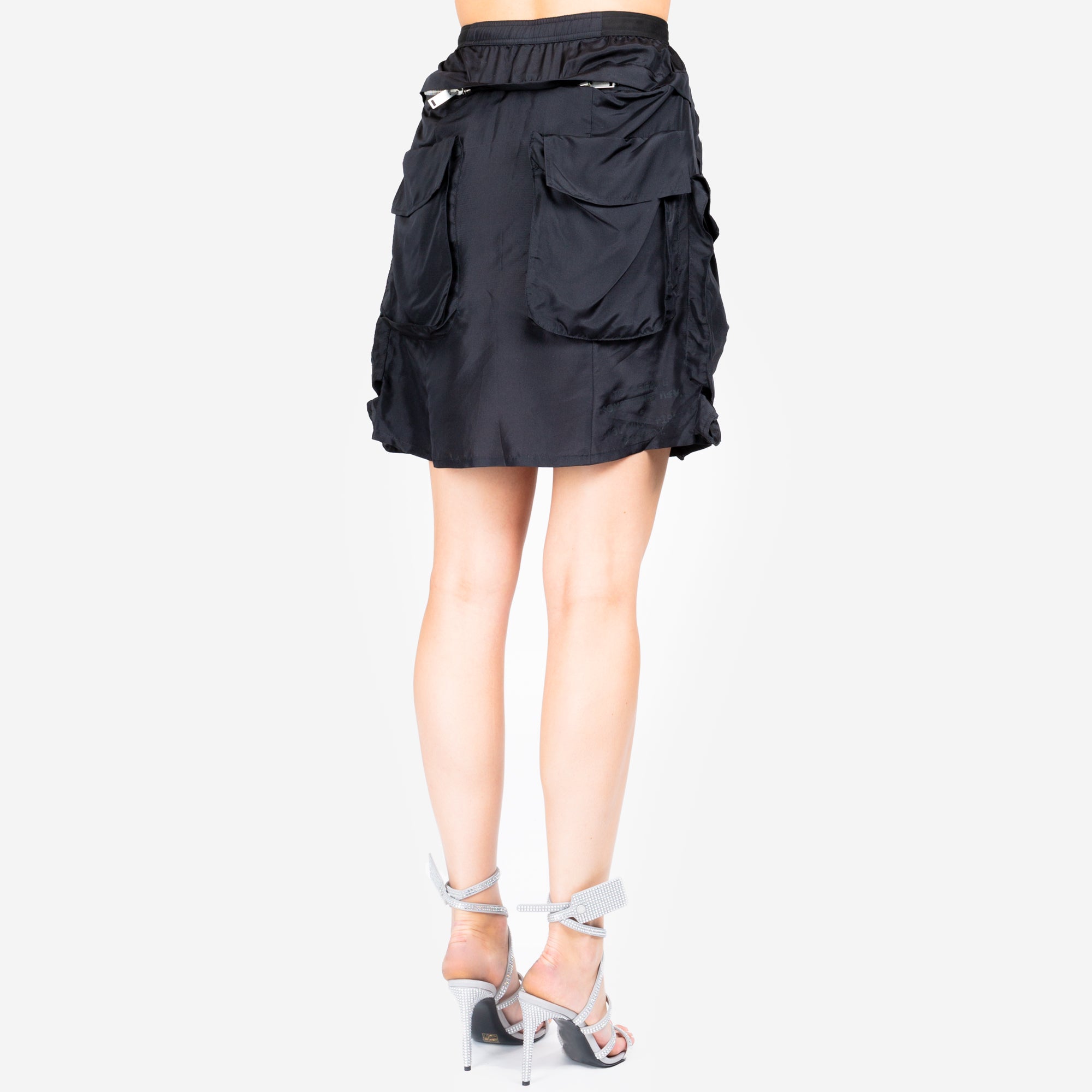 Unravel Womens Silk Cargo Skirt Black - 3