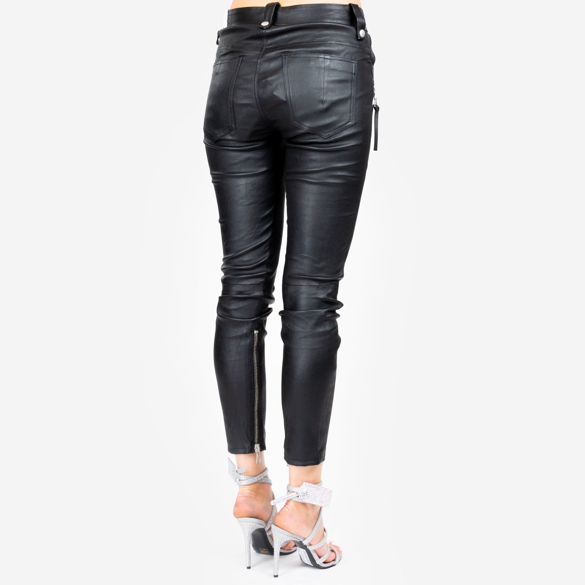 Unravel Womens Plonge Skinny Lace Up Pants Black - 3