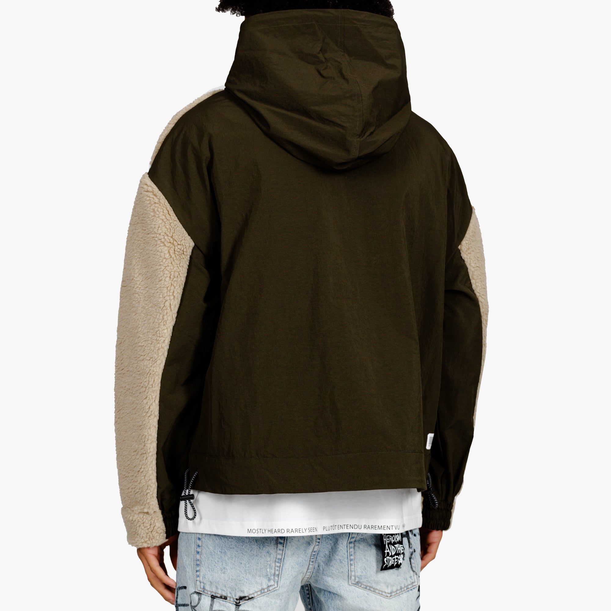 Mostly Heard Rarely Seen Sherpa Mixed Hoodie Military Green - 3