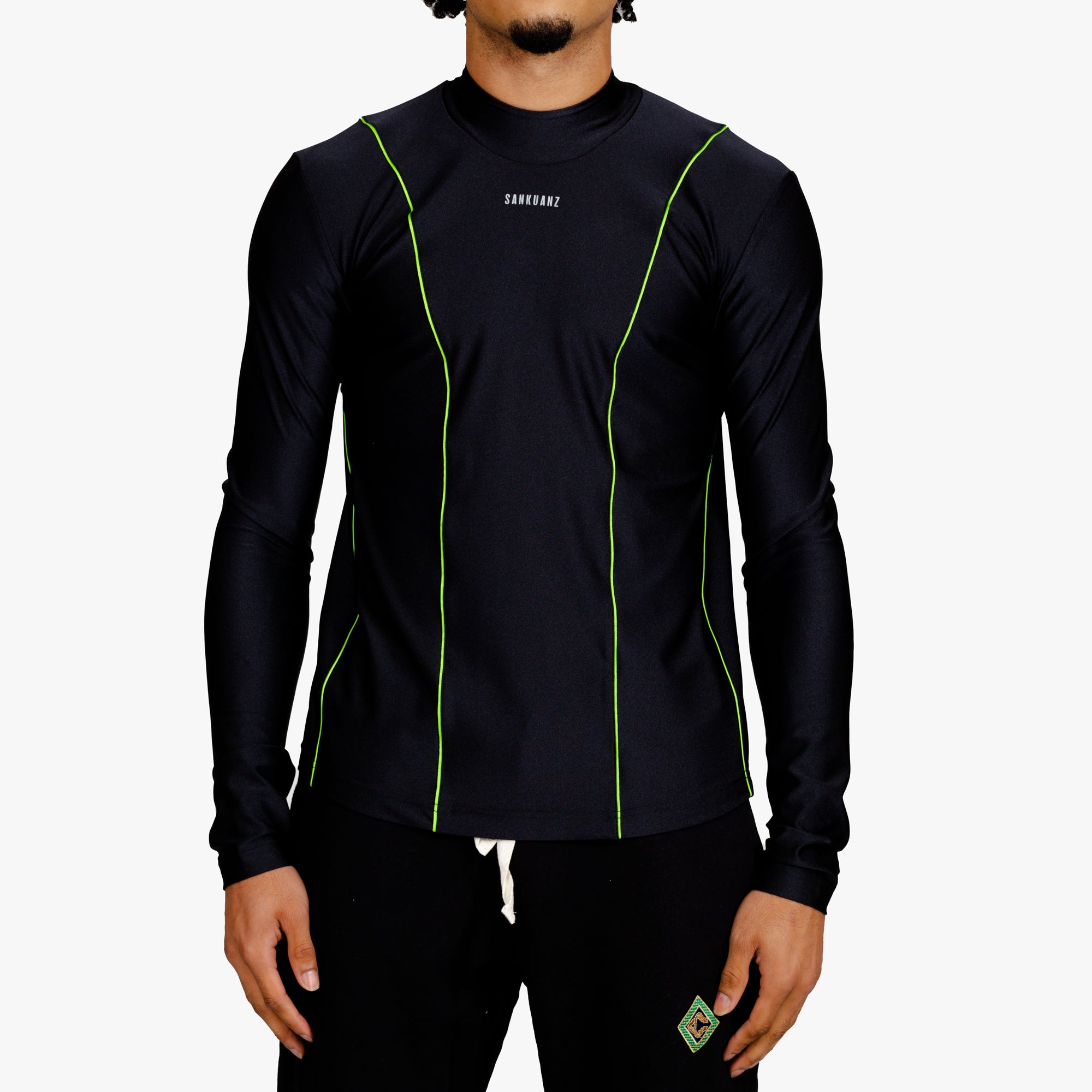 Sankuanz Neon Stripe Bodycon Long Sleeve Black - 1