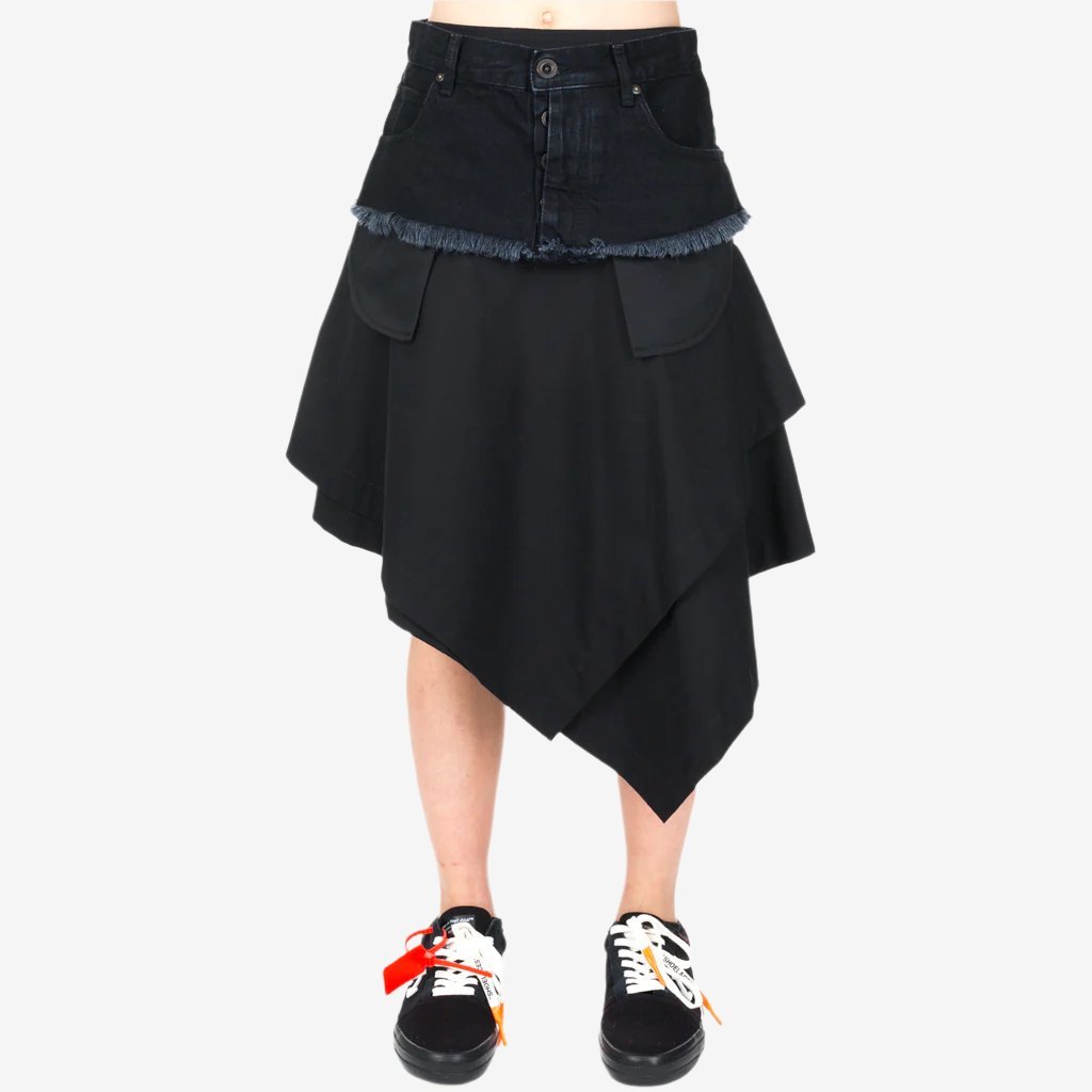 Unravel Womens Tela Asymmetrical Denim Skirt Black - 1