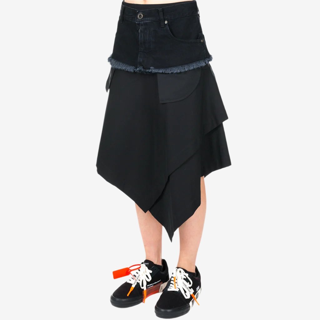 Unravel Womens Tela Asymmetrical Denim Skirt Black - 2